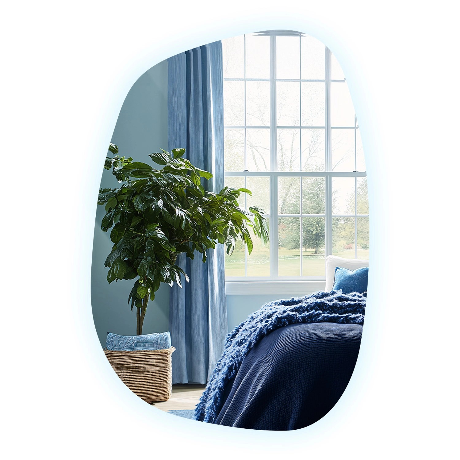 Tulup LED Spiegel Asymmetrischer LED Spiegel Bad 67,9x47 cm Boho LED Spiegel Großformatiger Organischer LED Spiegel Kaltweiß 6500K