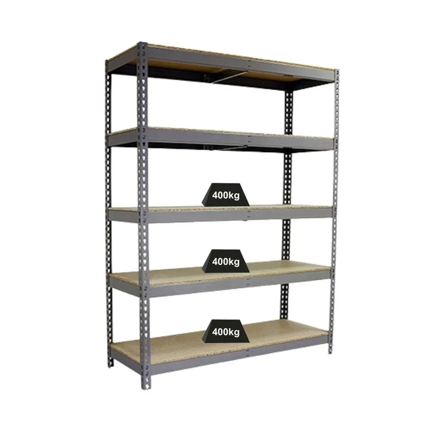 PROREGAL Schwerlastregal Wood Yeti Five HxBxT 200 x 120 x 75 cm Fachlast 400 kg Grau