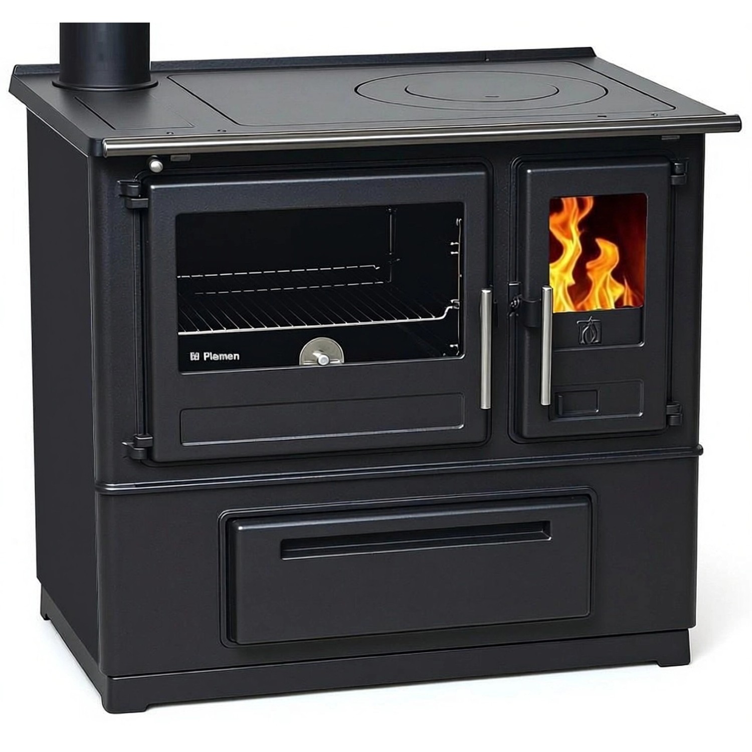 Plamen Küchenofen Holzherd Slavonac Schwarz Linke Version und 8 kW