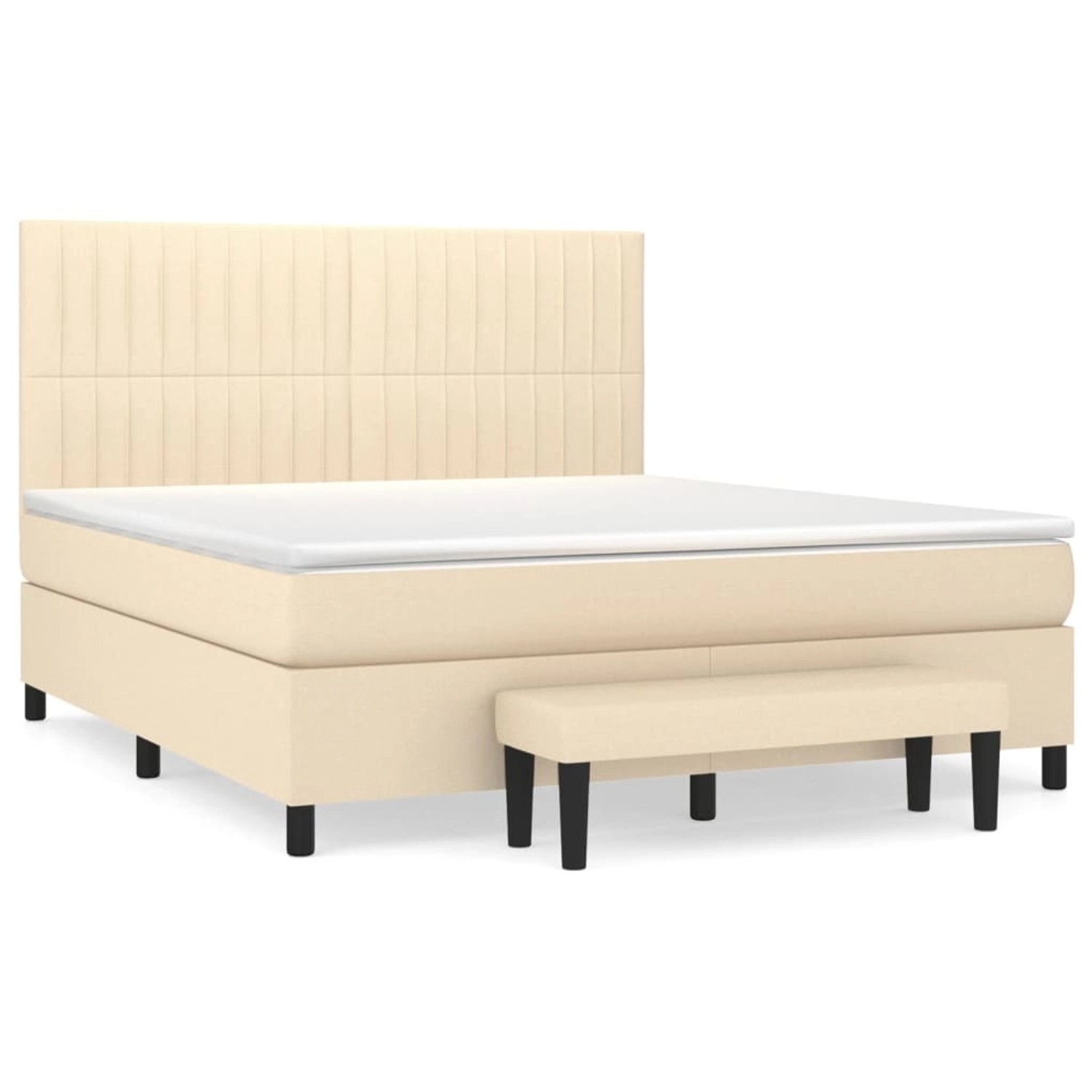vidaXL Boxspringbett mit Matratze Creme 180x200 cm Stoff1392976