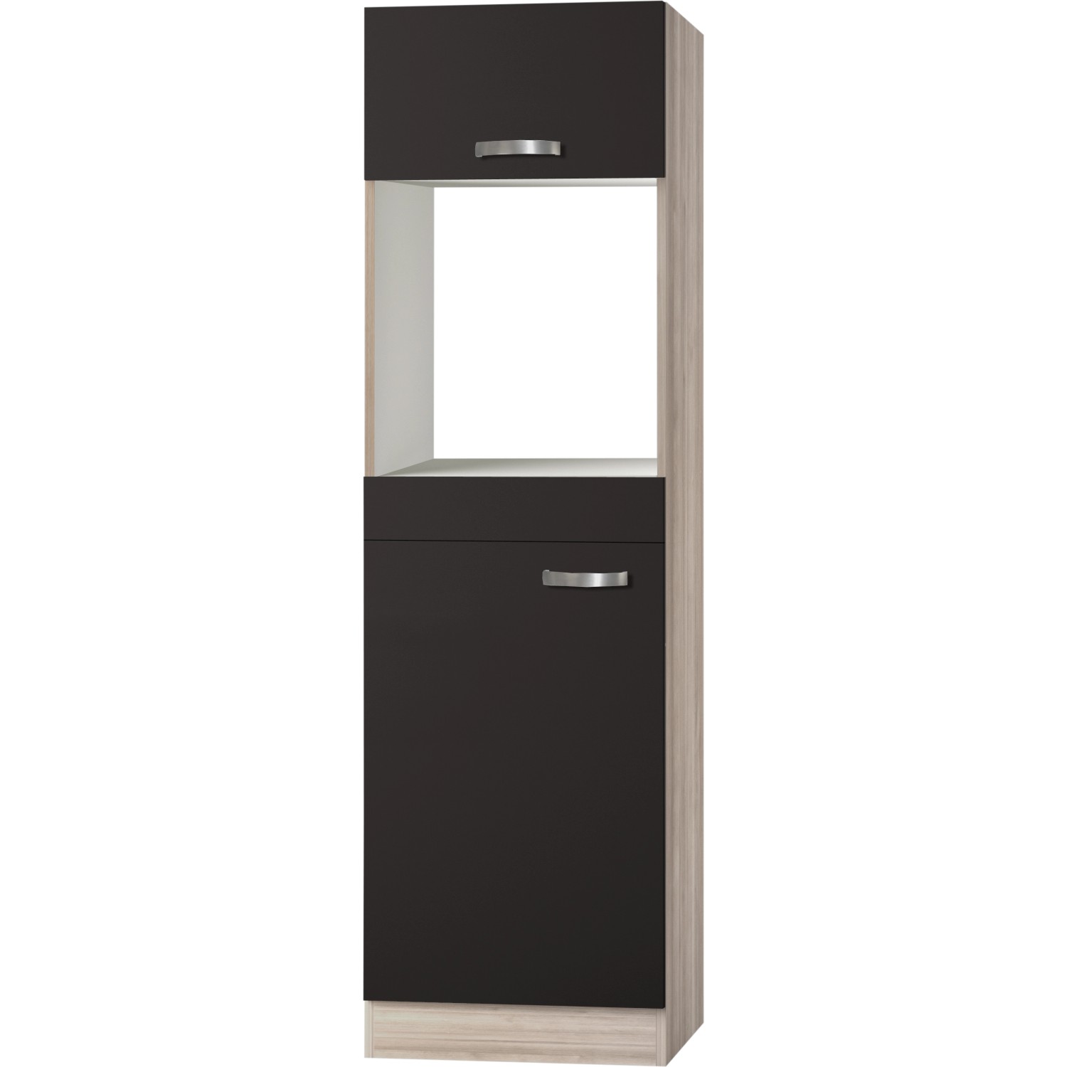 Optifit Hochschrank f. Backofen u. Kühlschrank Faro220 60 cm Anthrazit-Braun