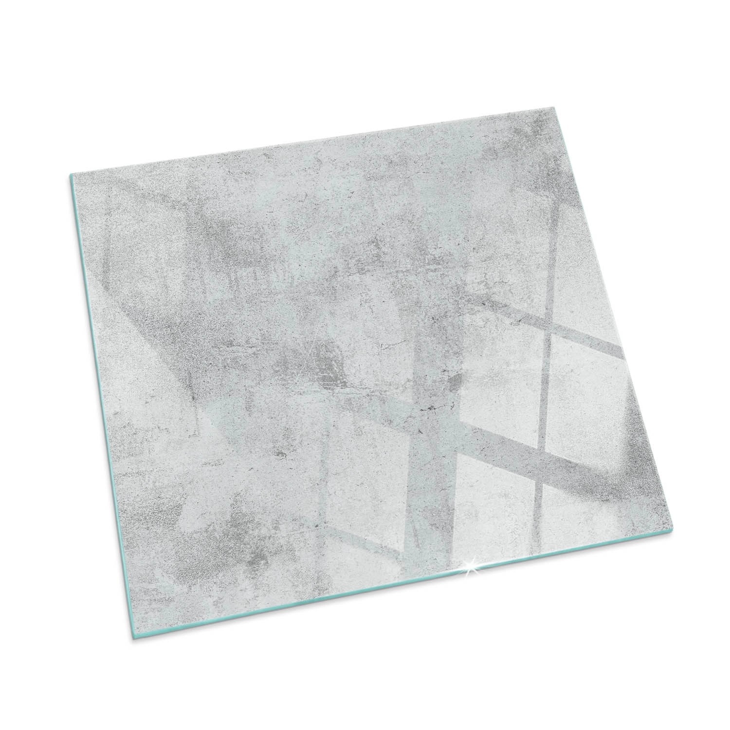 Tulup Glasplatte für Kamin Rohbetonstruktur Glasplatte unter Kaminöfen Quadrat 60x60 cm Grau Glasplatte für Kamin Vorlegeplatte für Kaminöfen