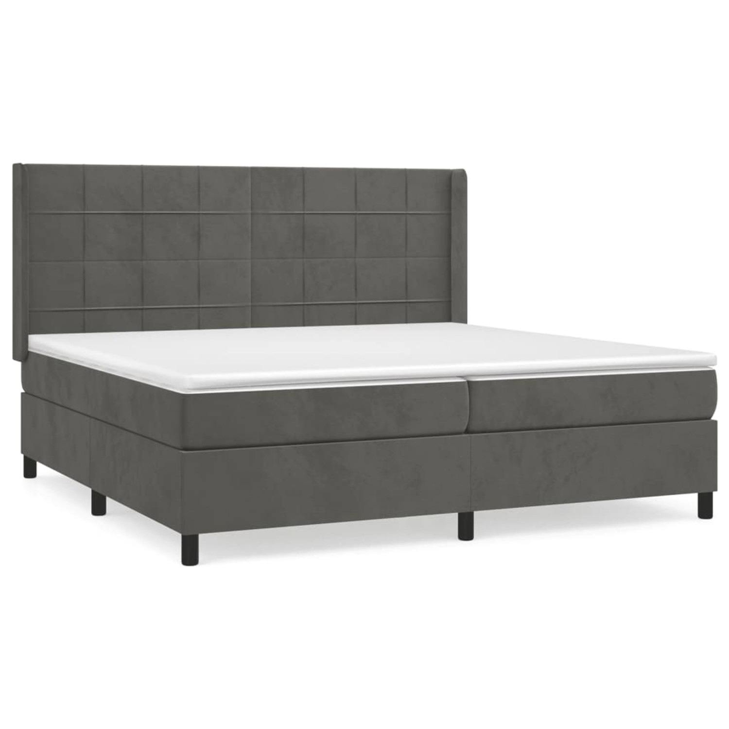 vidaXL Boxspringbett mit Matratze Dunkelgrau 200x200 cm Samt1468938