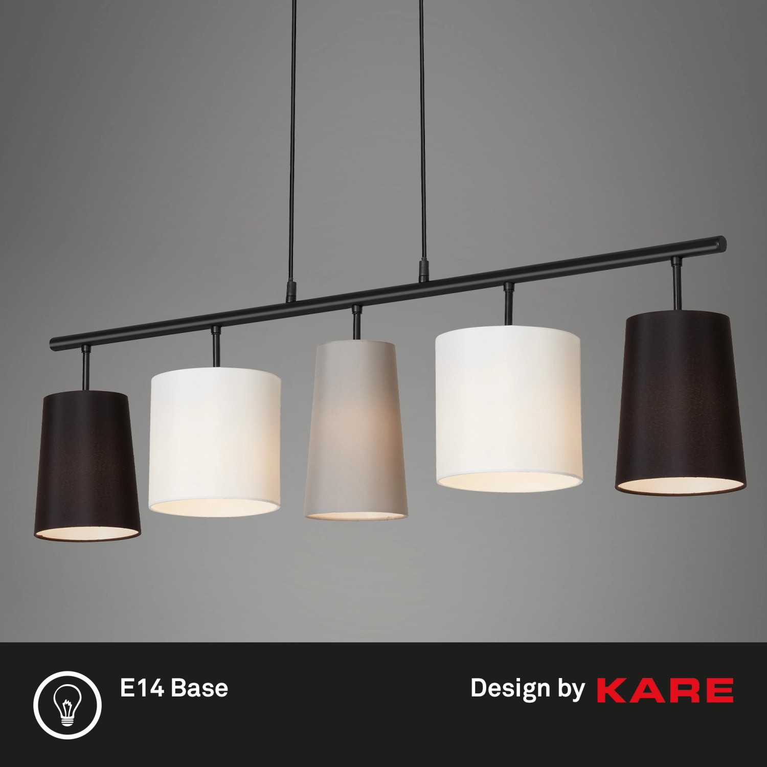 Brilo Pendelleuchte Shades 5-flammig Stoffschirme 96 cm Schwarz