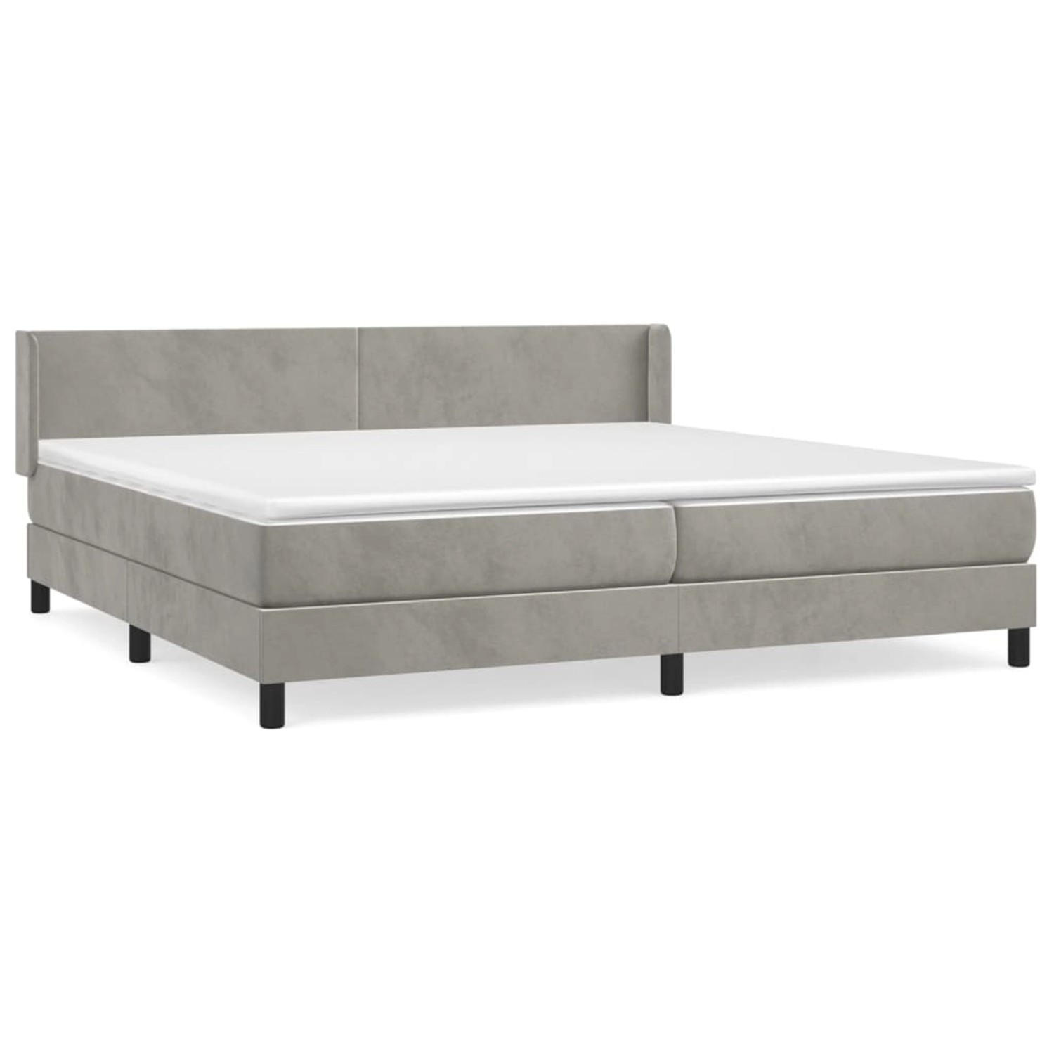 vidaXL Boxspringbett mit Matratze Hellgrau 200x200 cm Samt1376577
