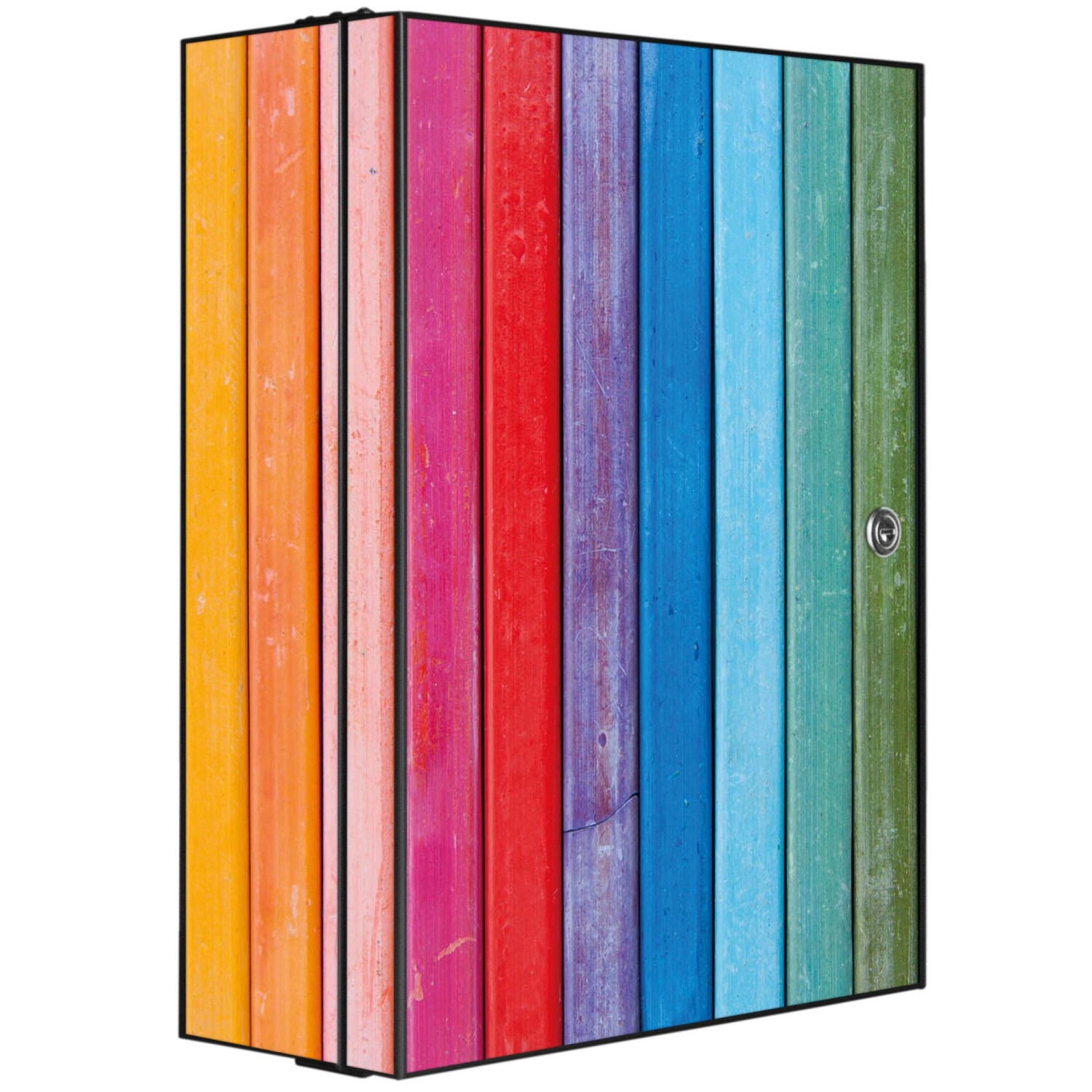 Banjado XXL Medizinschrank Abschliessbar 35x46x15cm Arzneischrank Anthrazit Aus Metall Mit Motiv Regenbogenfarben