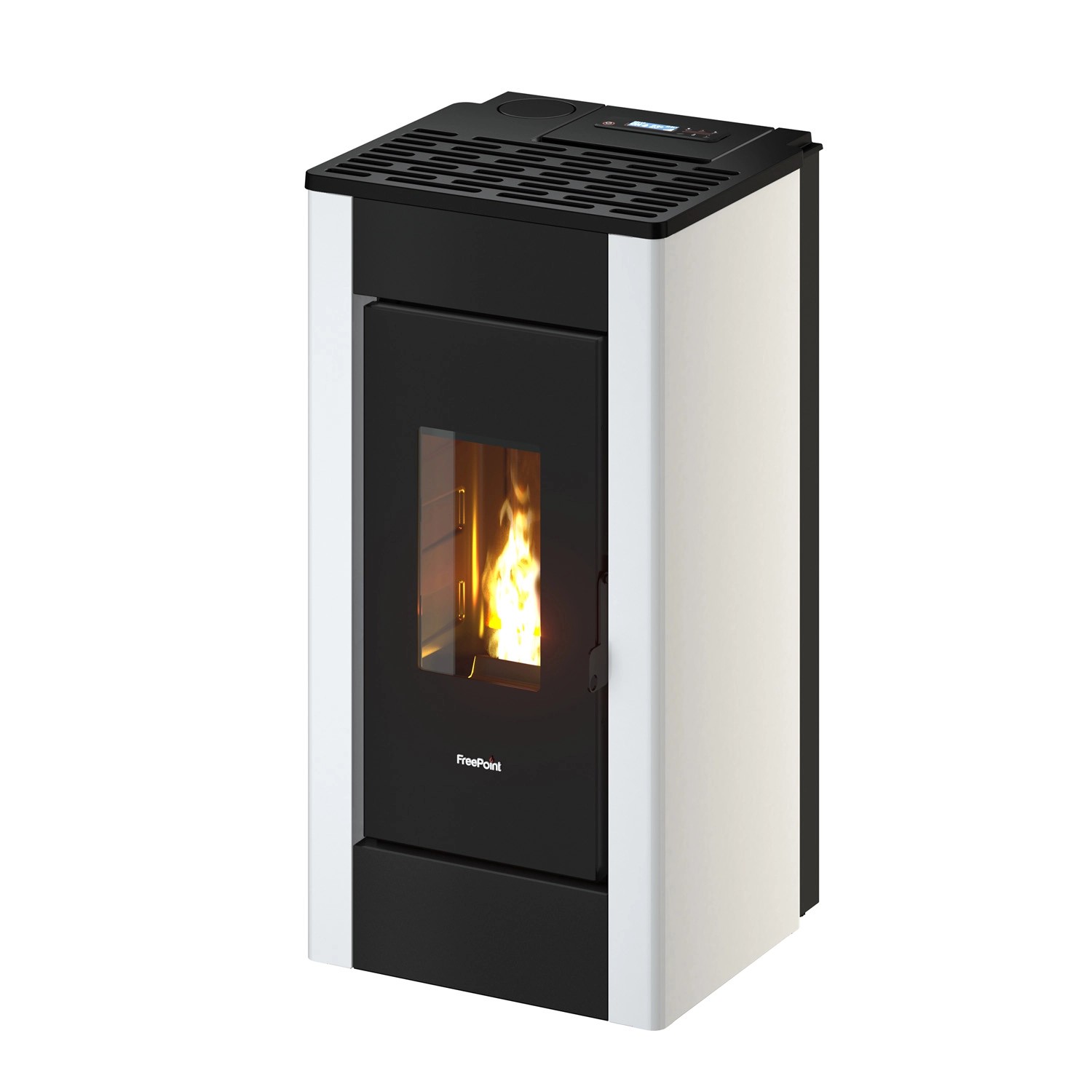 Freepoint Pelletofen Sharp Airtight FreePoint Pelletofen Shar Stahl Weiß 7 kW