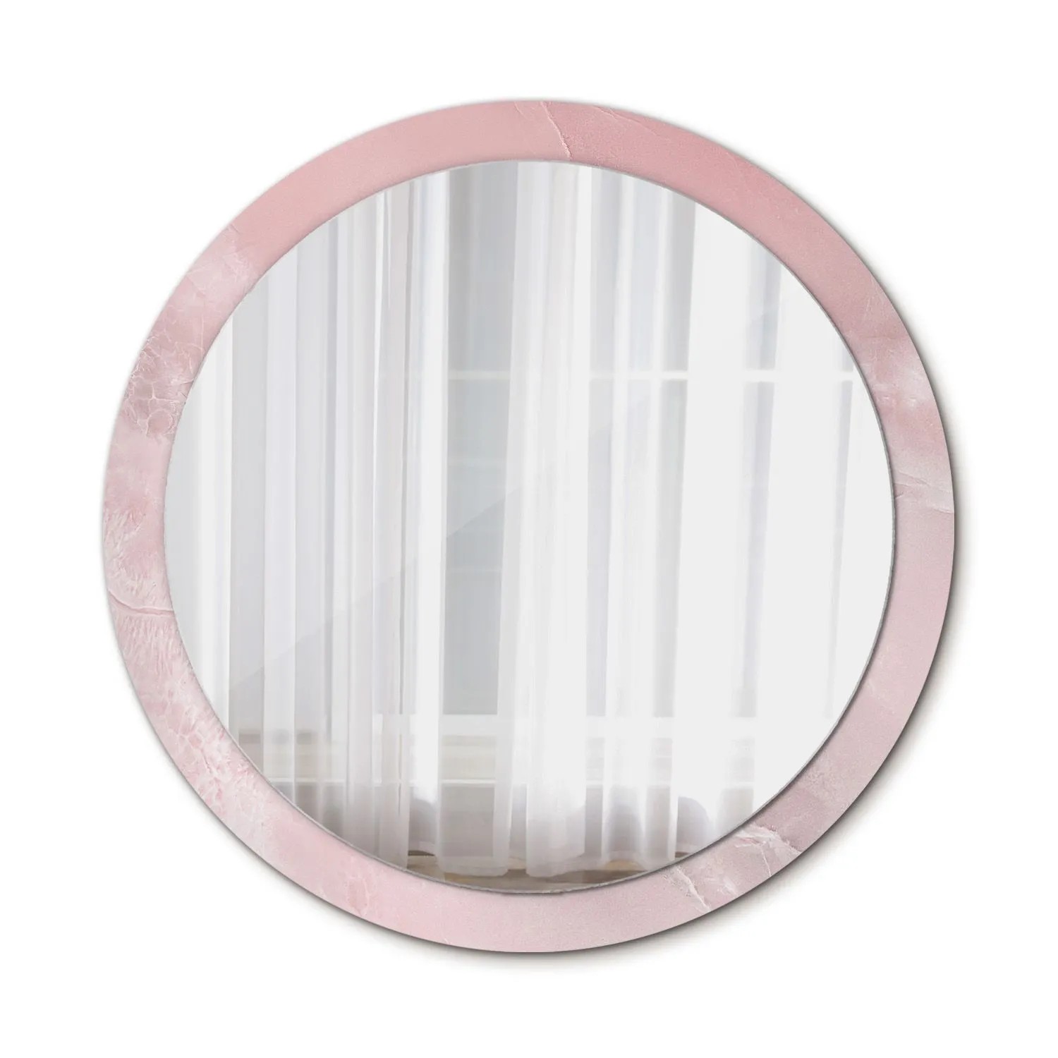 Tulup Spiegel mit Motivdruck Rosa Stein 100x100 cm Runder Spiegel Aufdruck Spiegel Ornament Spiegel Ornamente