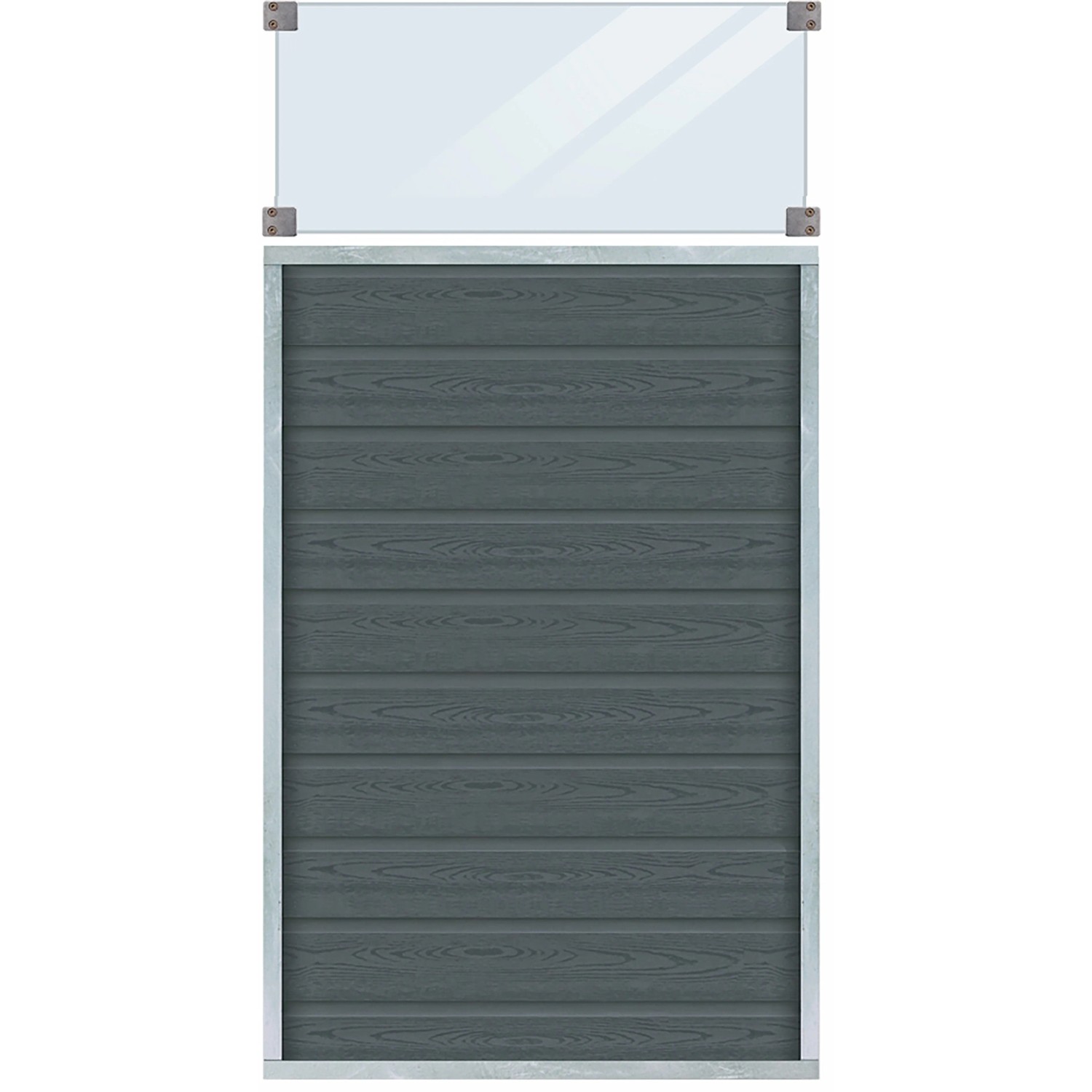 Plus Holz Sichtschutzzaun Artura WPC Schiefergrau mit Glas 90 cm x 175 cm