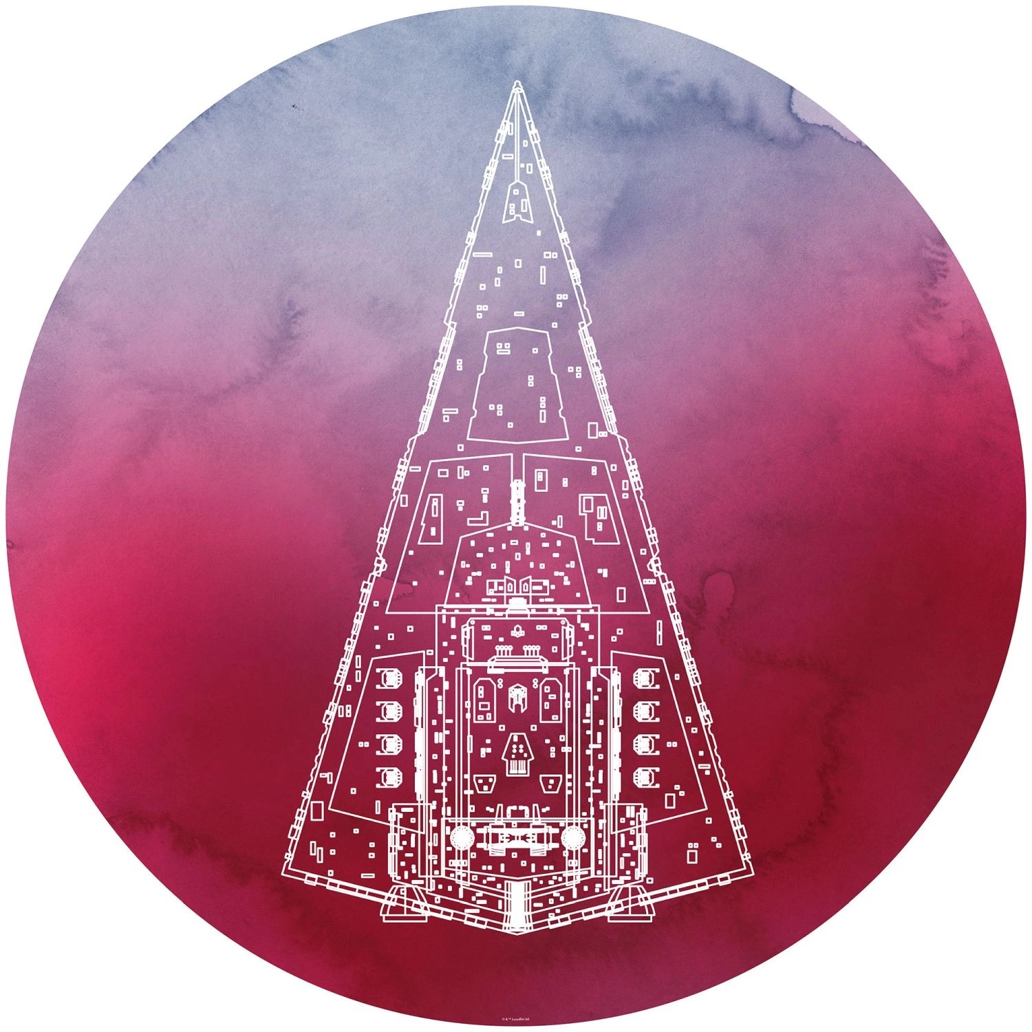 Disney Selbstklebende Runde Tapete Star Wars Star Destroyer Rosa Ø 128 cm 612028