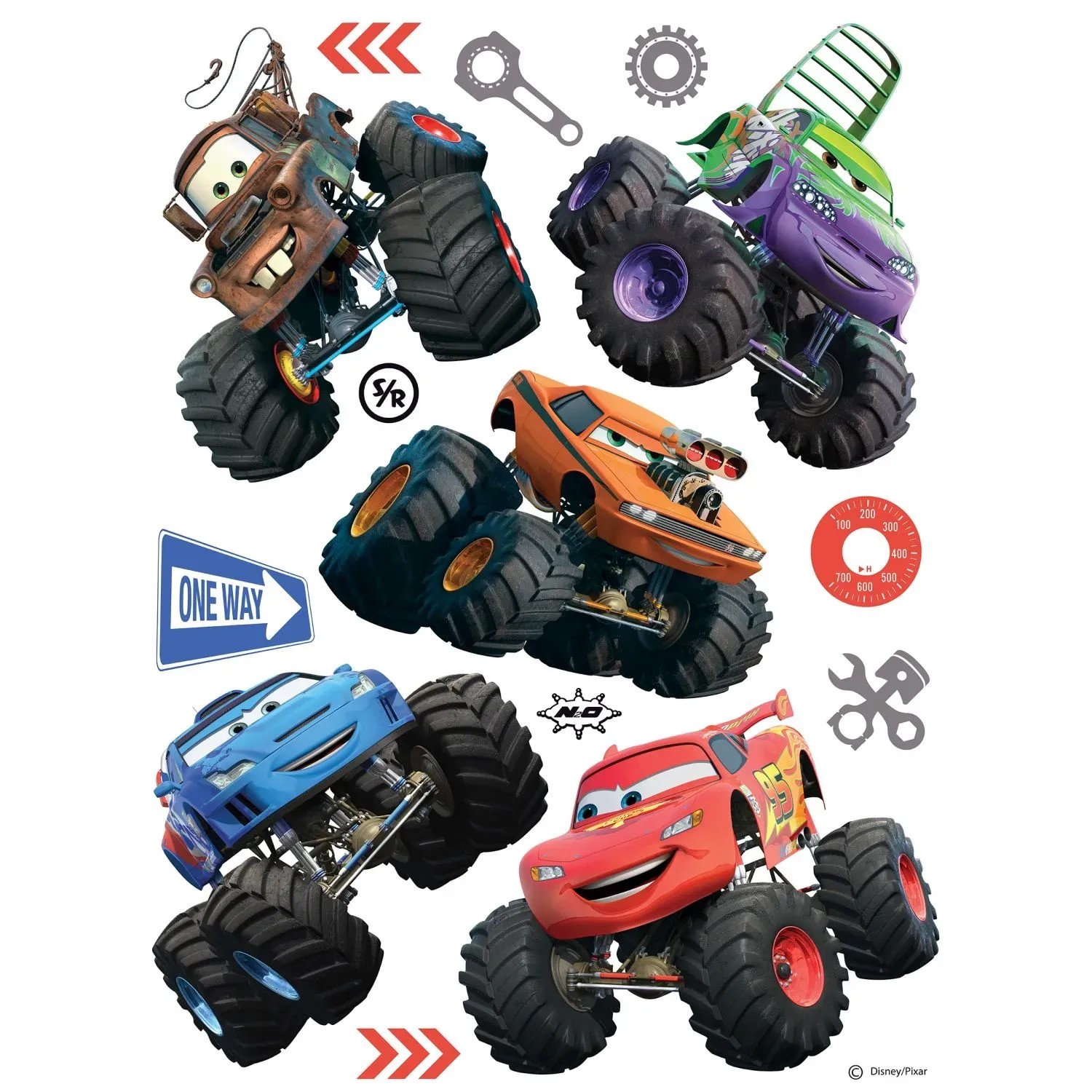 Disney Wandtattoo Cars Rot Orange und Blau 65 x 85 cm 600134