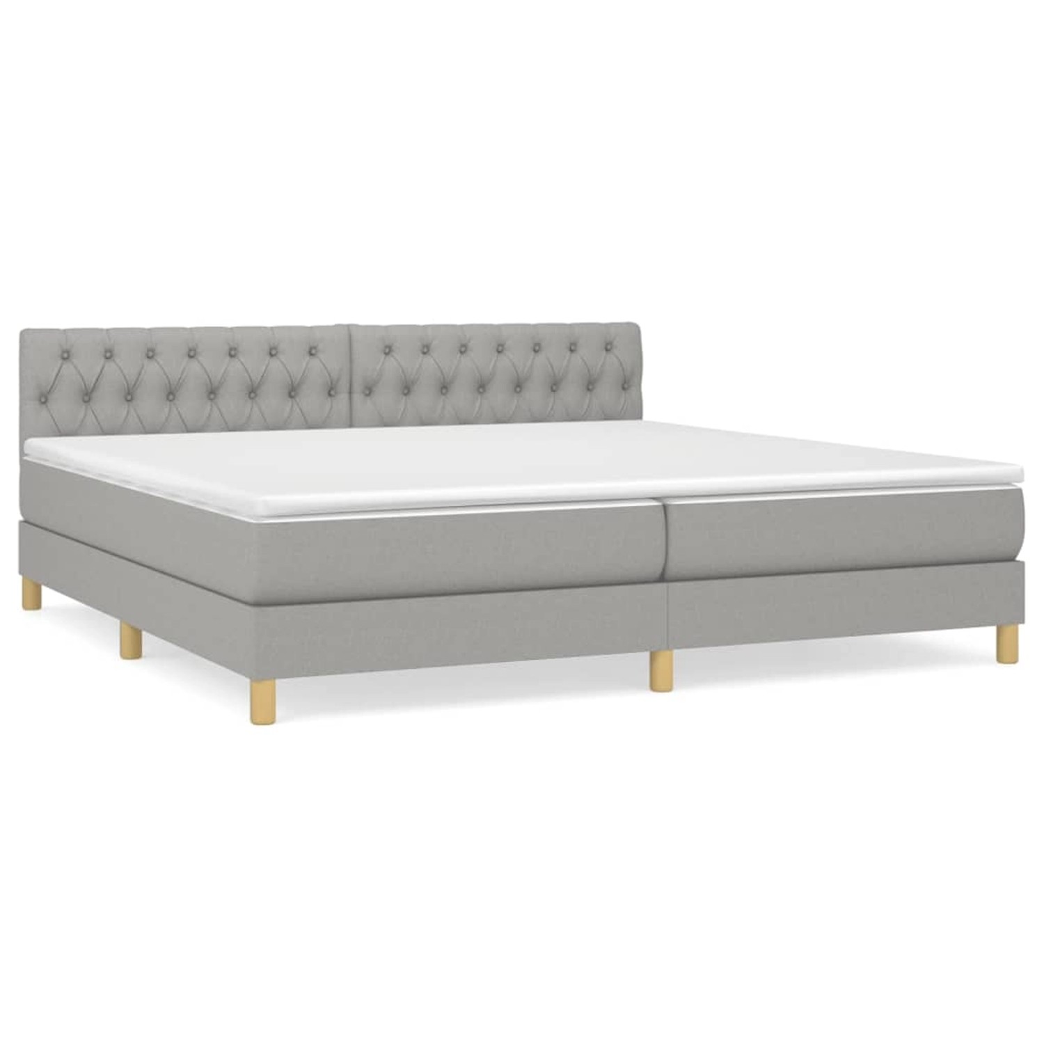 vidaXL Boxspringbett mit Matratze Hellgrau 200x200 cm Stoff1389640
