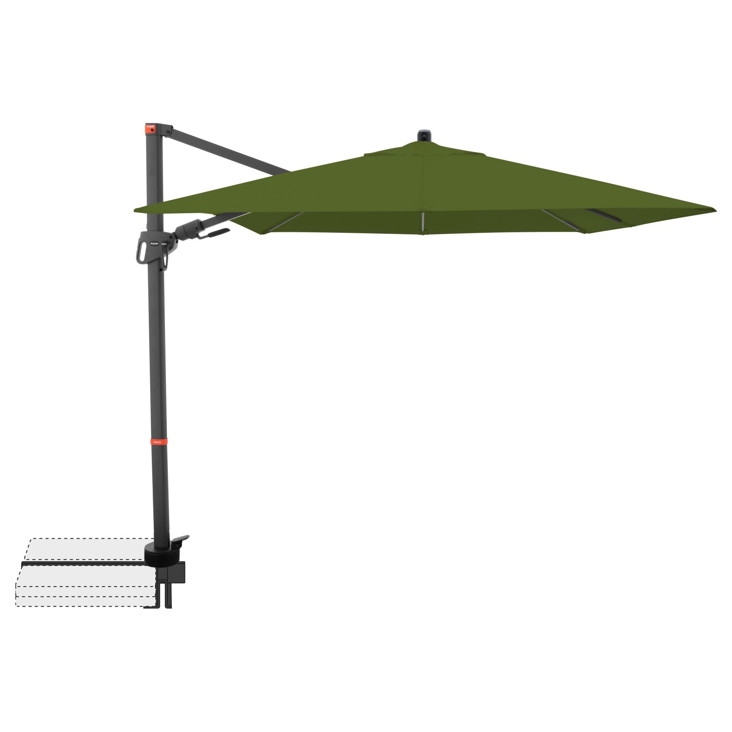 Doppler Ampelschirm MyZone 210 cmx 210 cm Kiwi mit Kurbelmechanik