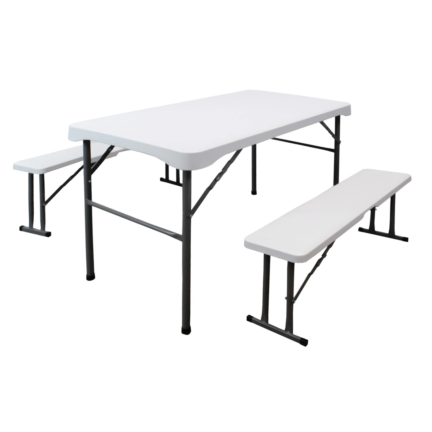 TRUTZHOLM Bierzeltgarnitur 3 Teilig Klappbar Länge 107cm Gartenmöbel Weiß