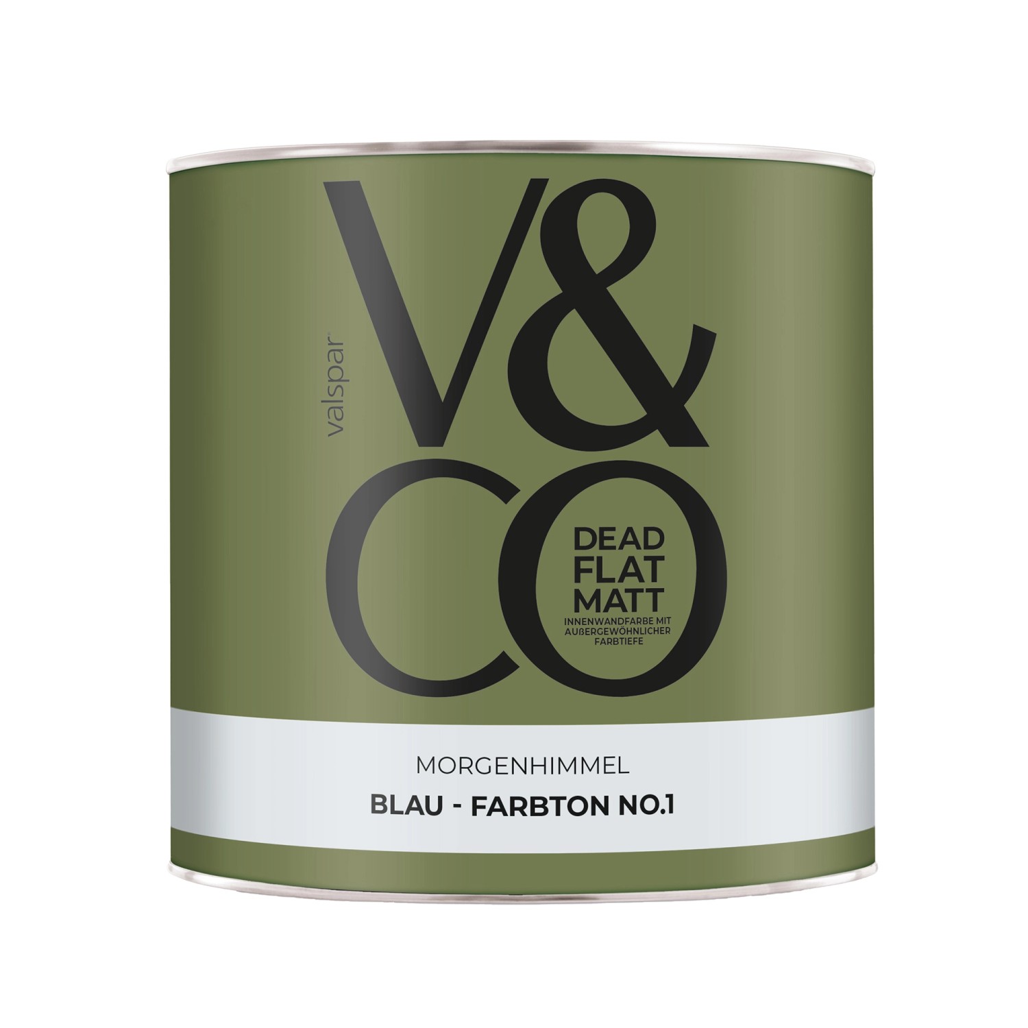 V&CO Premium-Innenfarbe Dead Flat Matt Blau Farbton 1 Morgenhimmel 2,5 l