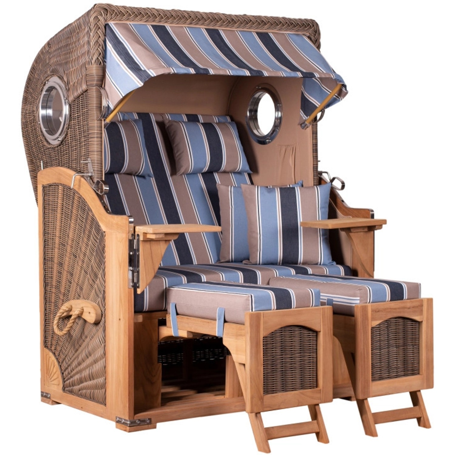 GarWoh Strandkorb Rantum Teak PE Grey Dessin 580