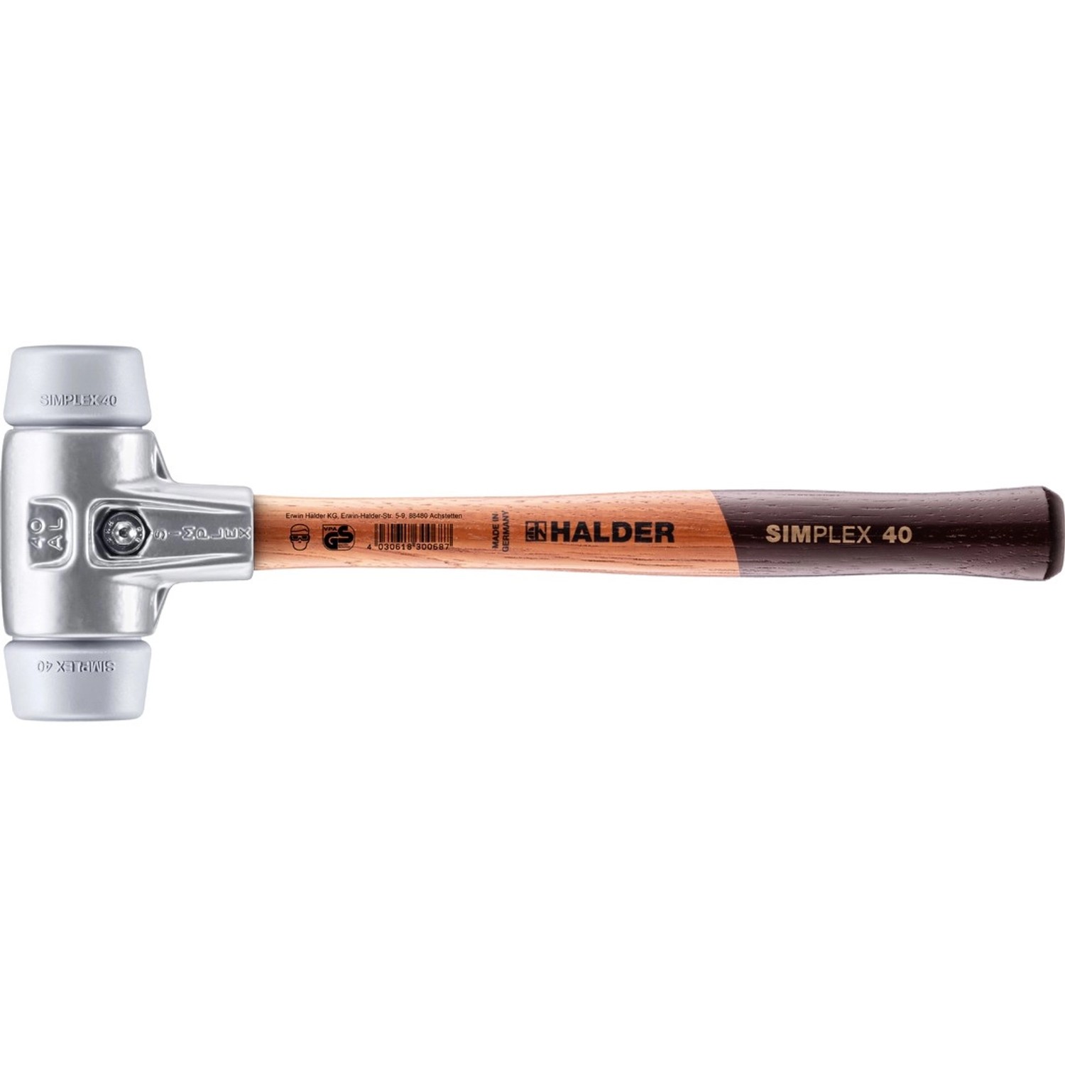 Halder Simplex Schonhammer Ø 40 mm TPE-mid Grau mit Aluminiumgehäuse