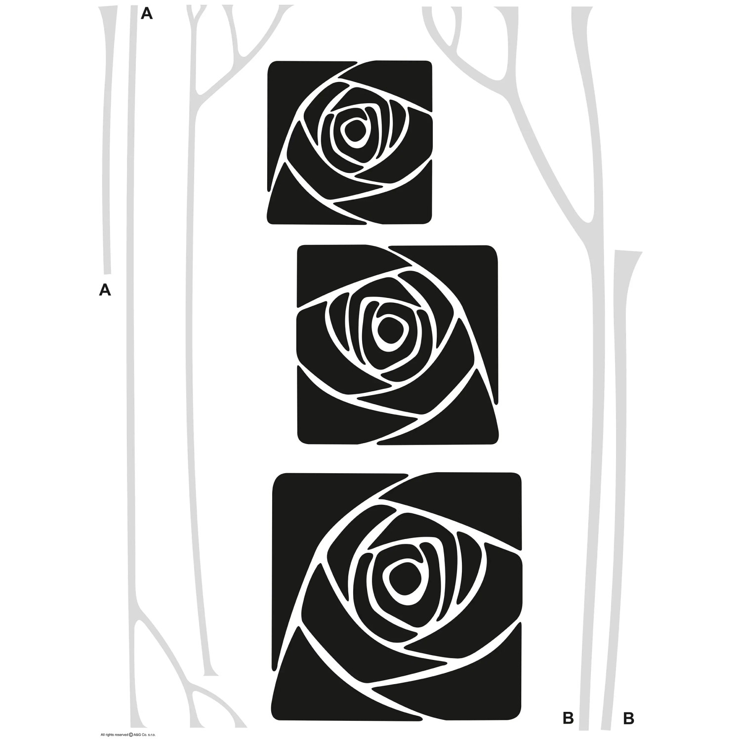 Sanders & Sanders Wandtattoo Blumen Schwarz-Weiß und Grau 65 x 85 cm 600289