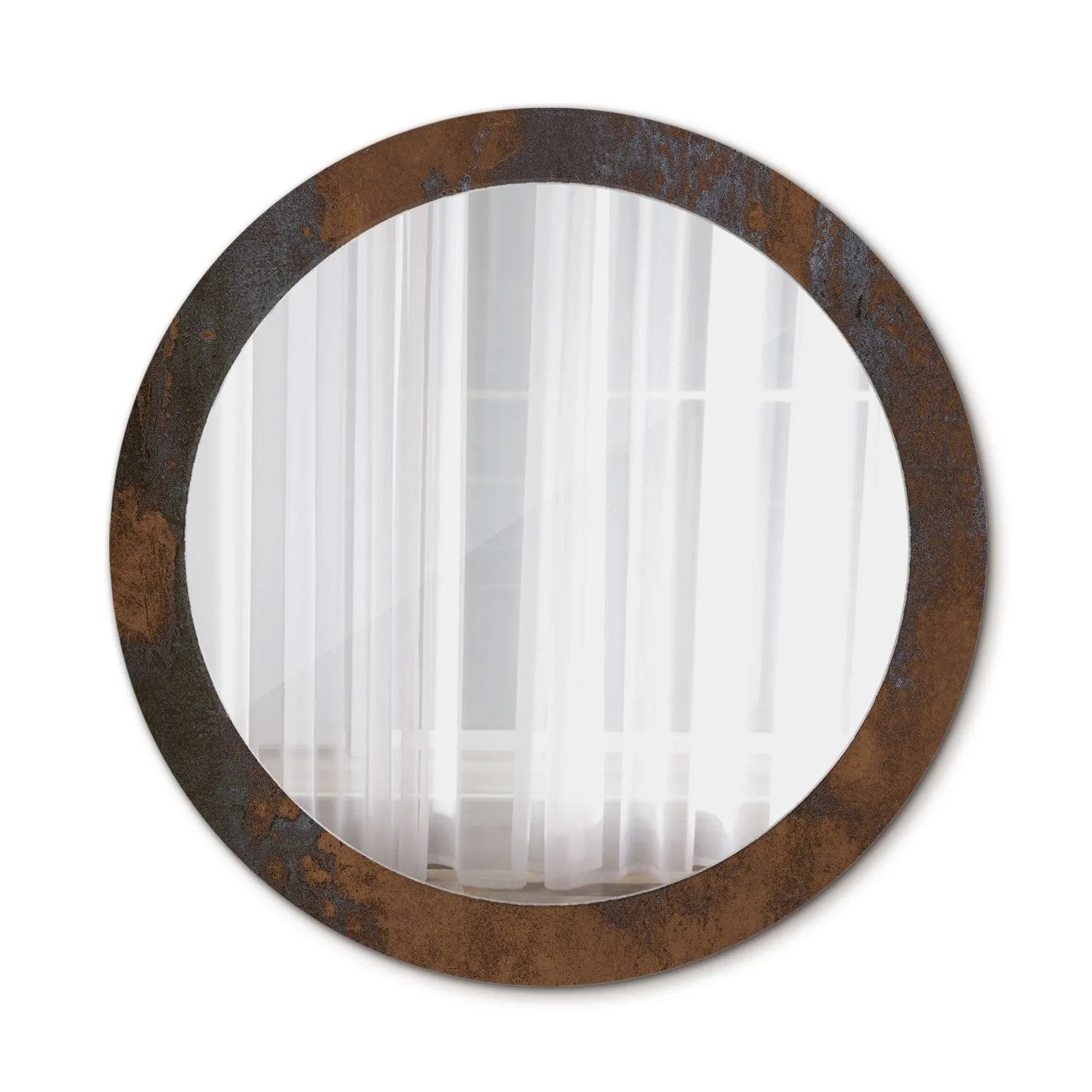 Tulup Bedruckter Spiegel Rustikales Metallic 90x90 cm Runder Spiegel Bedrucktem Rahmen Dekorative Spiegel Spiegel mit Ornamenten