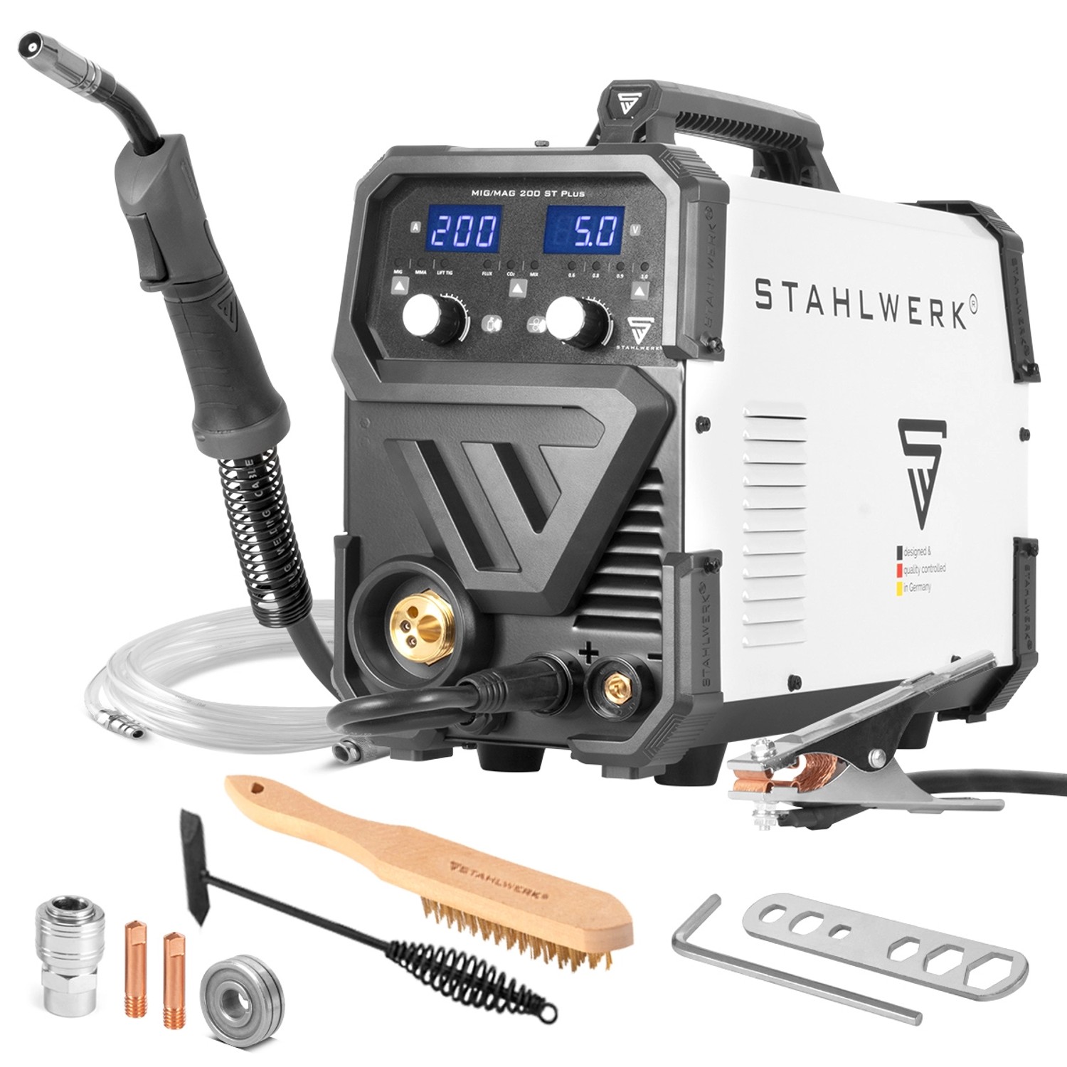 STAHLWERK Schweißgerät MIG MAG 200 ST PLUS Schutzgas-Schweißgerät IGBT mit 200 A