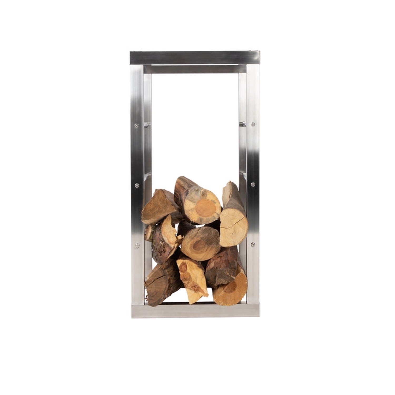 KARAT Kaminholzregal Chios Silbernes Regal für Brennholz Wetterbeständig 40 x 80 x 25 cm