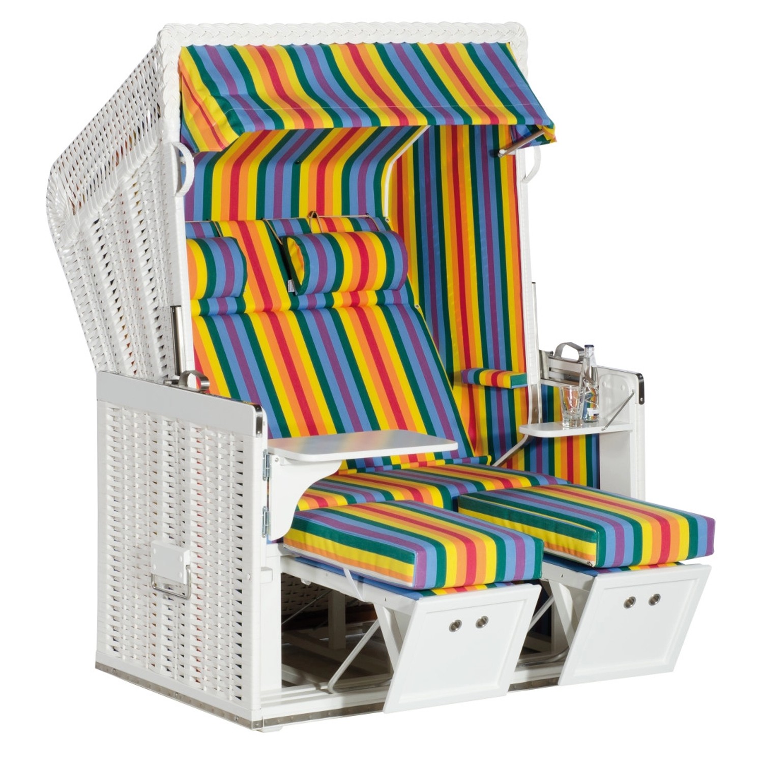 Natur24 Strandkorb Konsul Halbliegemodell 2-Sitzer Weiß