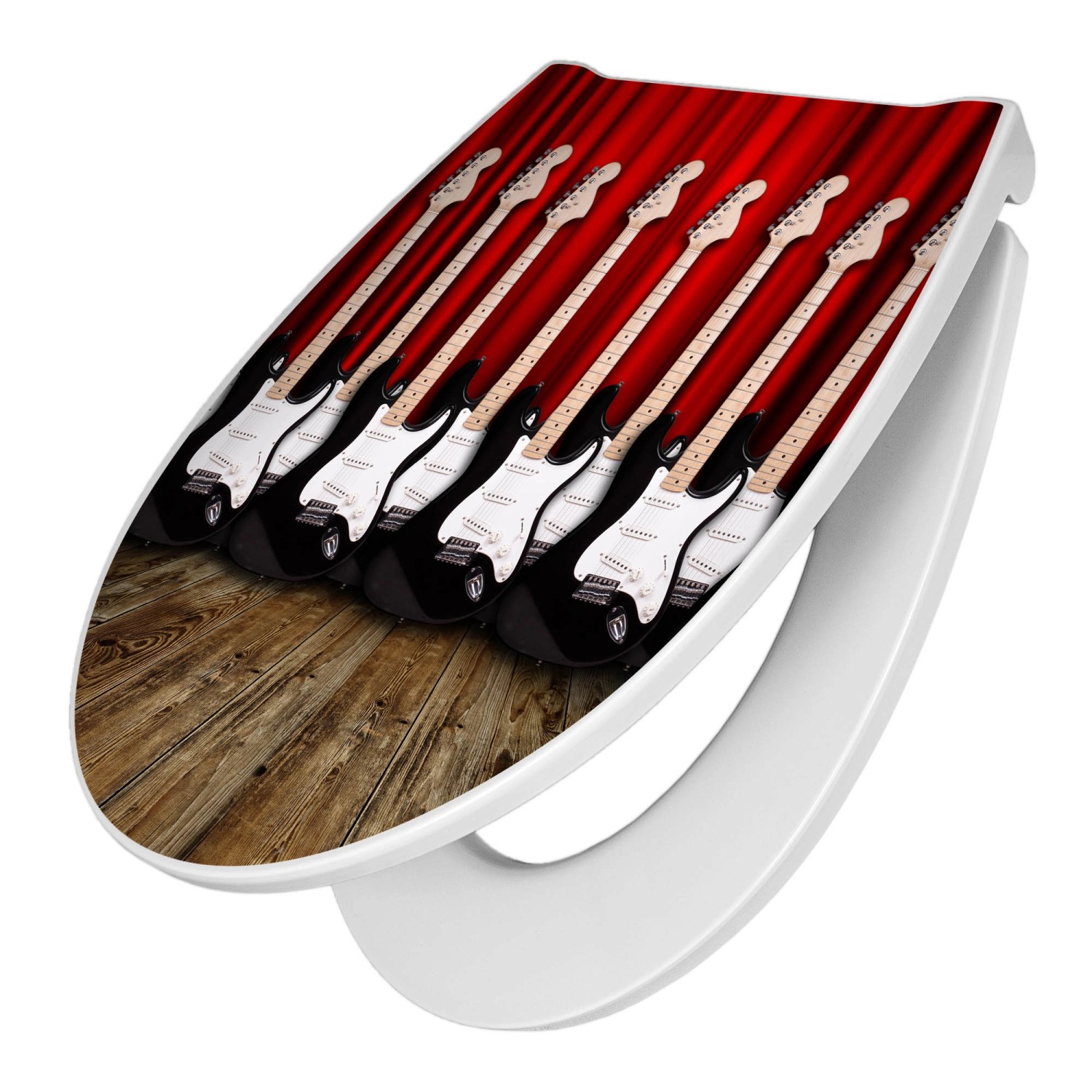 Banjado Premium Toilettendeckel Mit Absenkautomatik WC-Sitz Soft Close Hygienischer Klodeckel Duroplast Mit Motiv E-Gitarren