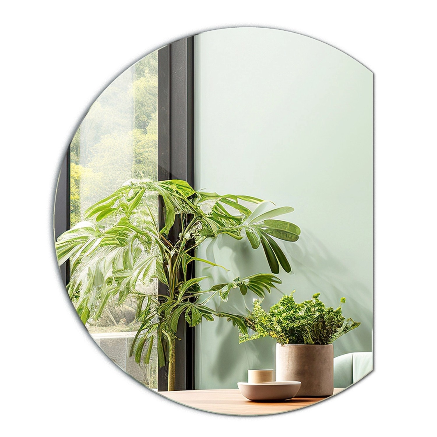 Tulup Wandspiegel Spiegel Rund Abgeschnitten 63x70 cm Spiegel Abgeschnitten Abgeschnittenes Rundes Spiegel Abgeschnittener Spiegel Wohnzimmer