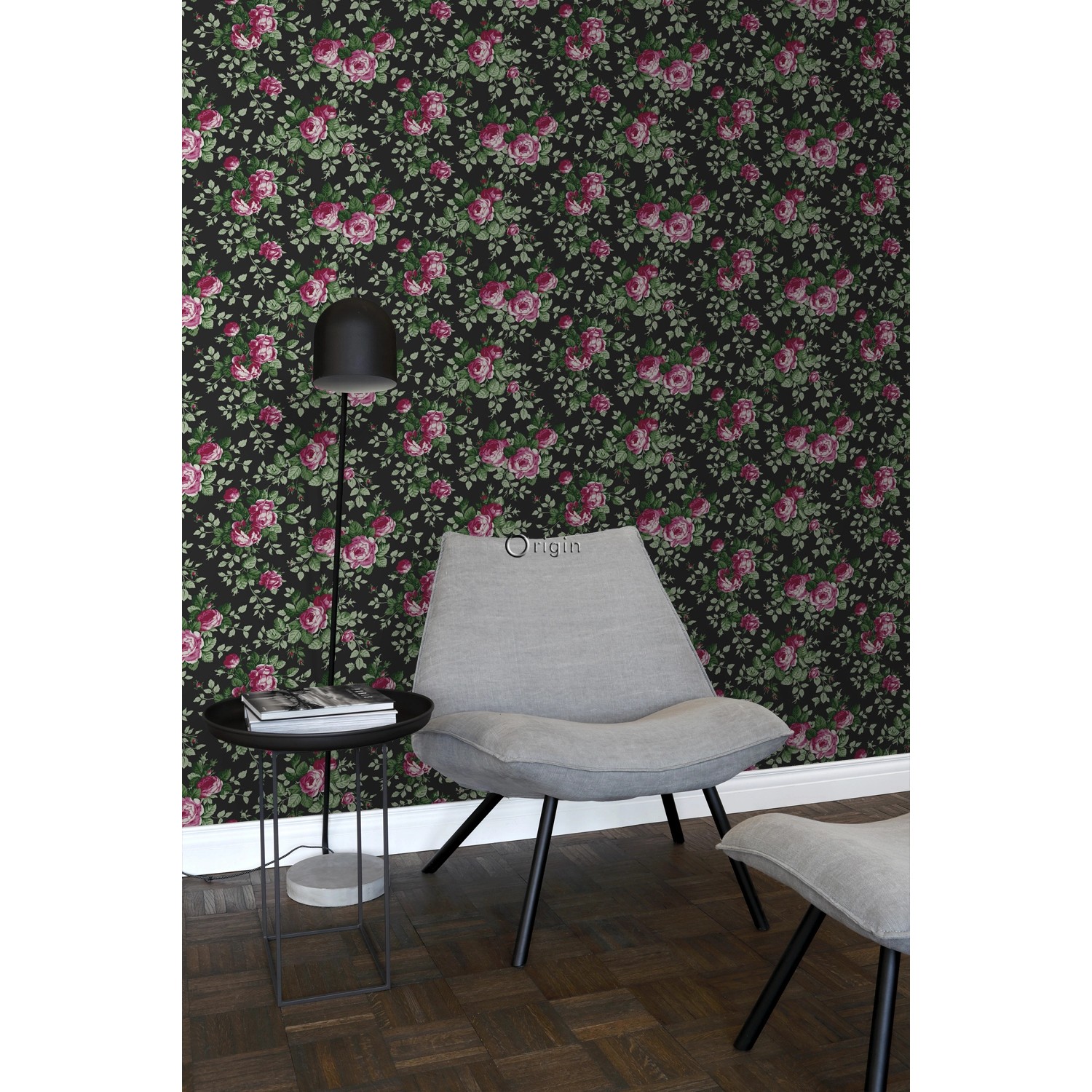 Origin Wallcoverings Tapete Rosen Schwarz und Rosa 53 cm x 10,05 m 326140