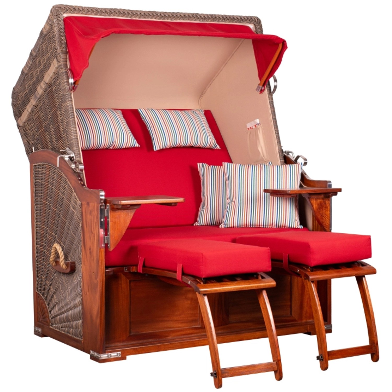 GarWoh Strandkorb Nordstrand Mahagoni PE Grey Dessin 585