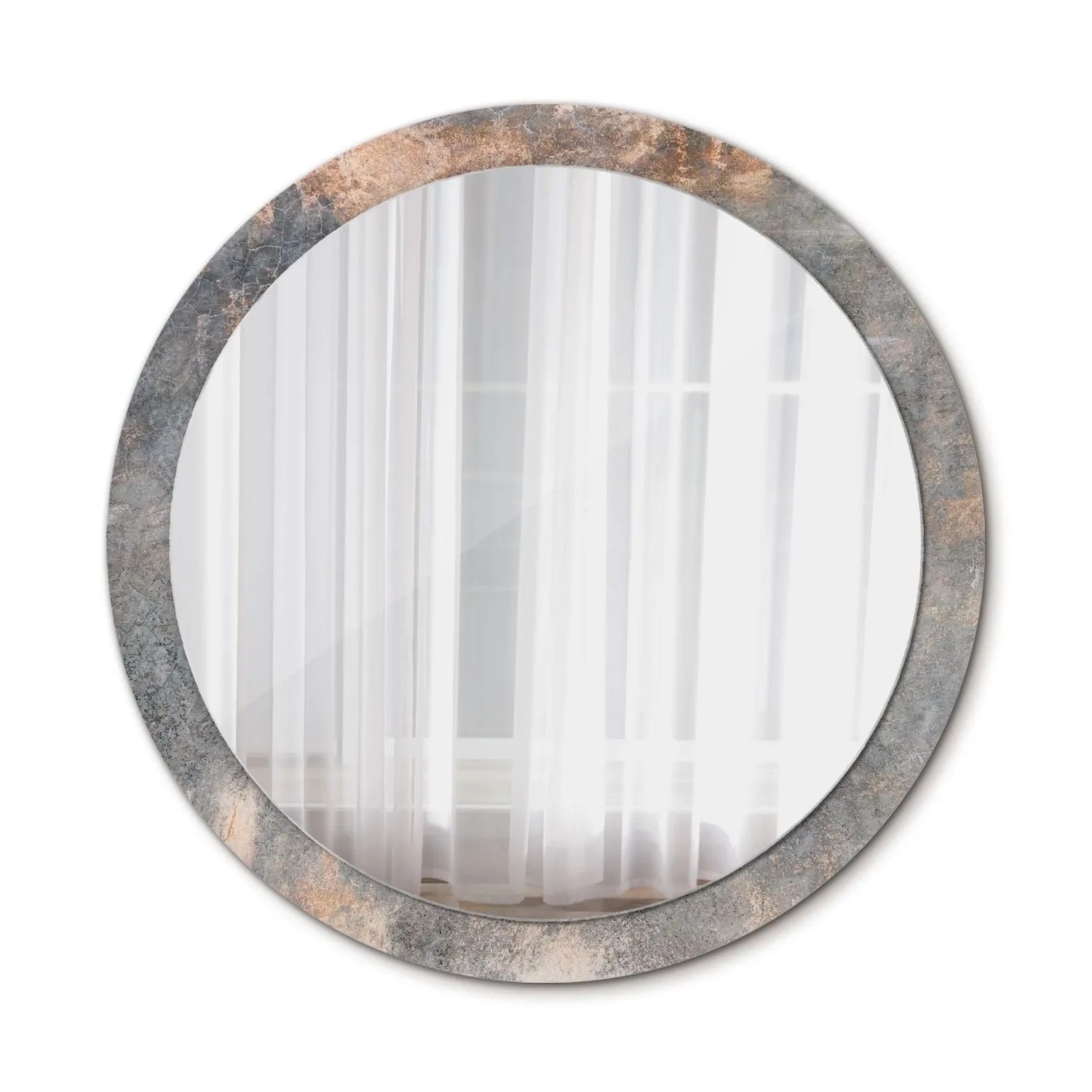 Tulup Spiegel mit Motivdruck Vintage Beton 100x100 cm Runder Spiegel Aufdruck Spiegel Ornament Spiegel Ornamente