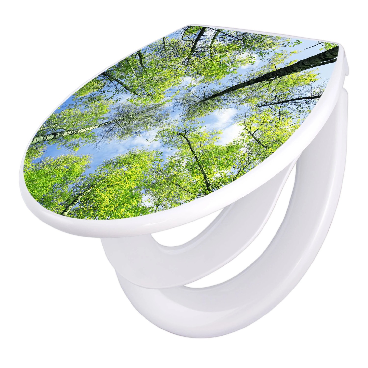 Banjado Familien WC Sitz Mit Absenkautomatik Universeller Klodeckel Mit Kindersitz Hochwertiges Polypropylen Mit Motiv Zwischen Bäumen 3