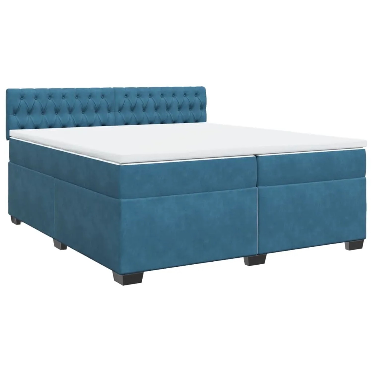 vidaXL Boxspringbett mit Matratze Blau 200x200 cm Samt2107130