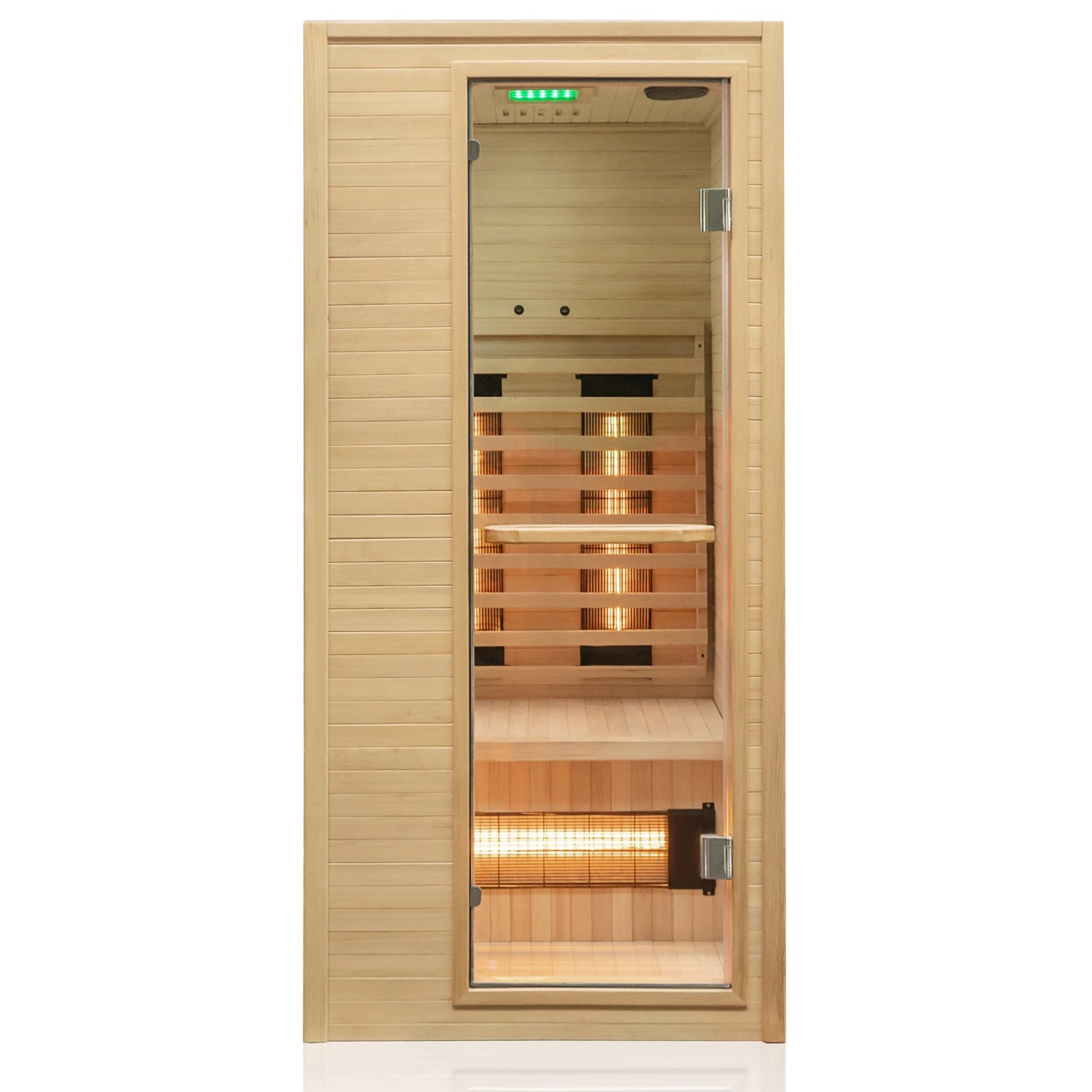 Dewello Infrarotkabine Sauna Calgary 90cm x 90cm 1 Person Vollspektrumstrahler Hemlock Tannenholz