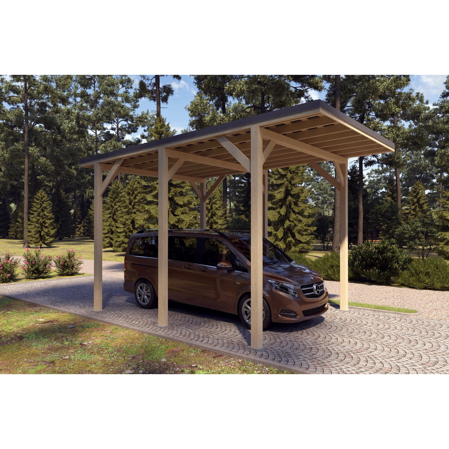Holzbrüder Camping-Carport Ralf 24m² Natur-Dunkelgrau