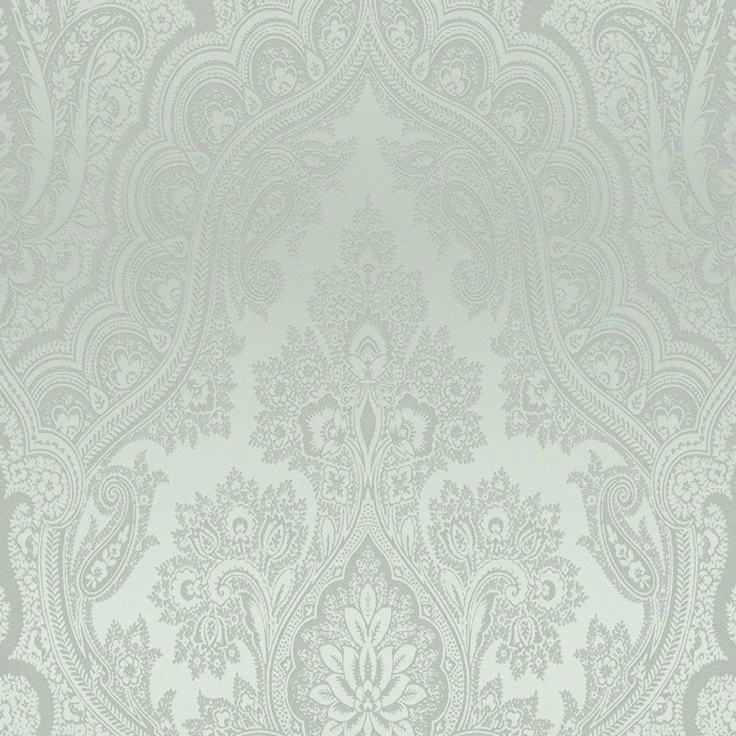 PROFHOME 387081-GU Barock Tapete Paisley glitzernd Grün Silber minz-Grün 0,53 m x 10,05 m 5,33 m2 Grün