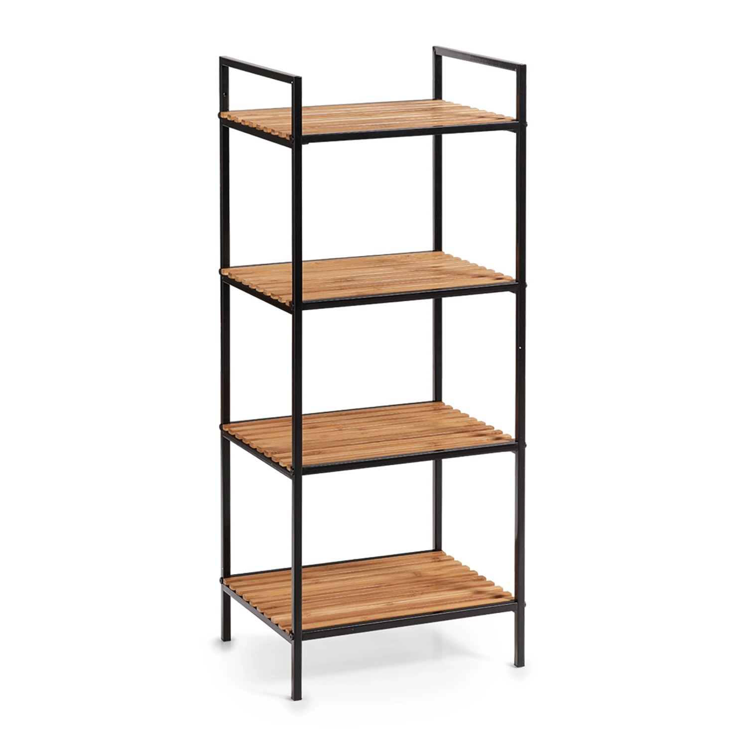 Zeller Standregal mit 4 Ablagen Bambus/Metall 95 cm x 33 cm x 39 cm Schwarz