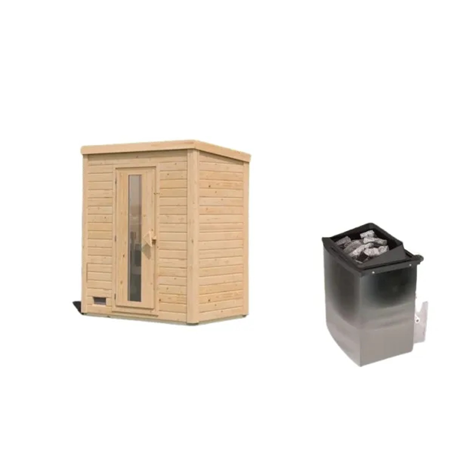 Chillroi 38mm Saunahaus Melo 0 Inklusive Ofen 9kW Integrierte Steuerung Helbraun