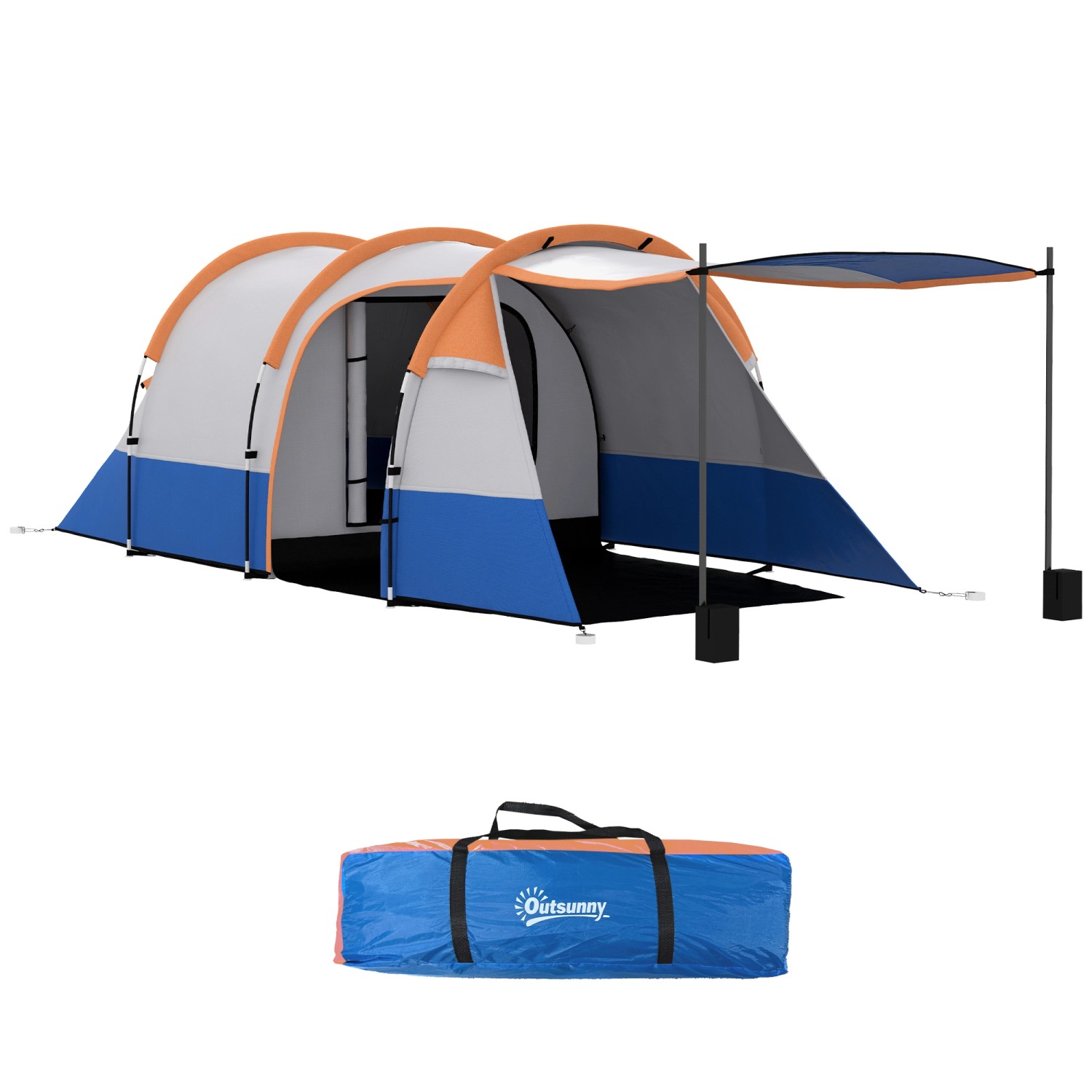 Outsunny Campingzelt Polyester Fiberglas Orange 420L x 200B x 150H cm