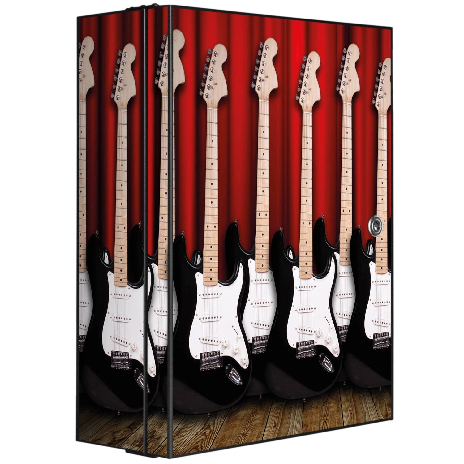 Banjado XXL Medizinschrank Abschliessbar 35x46x15cm Arzneischrank Anthrazit Aus Metall Mit Motiv E-Gitarren