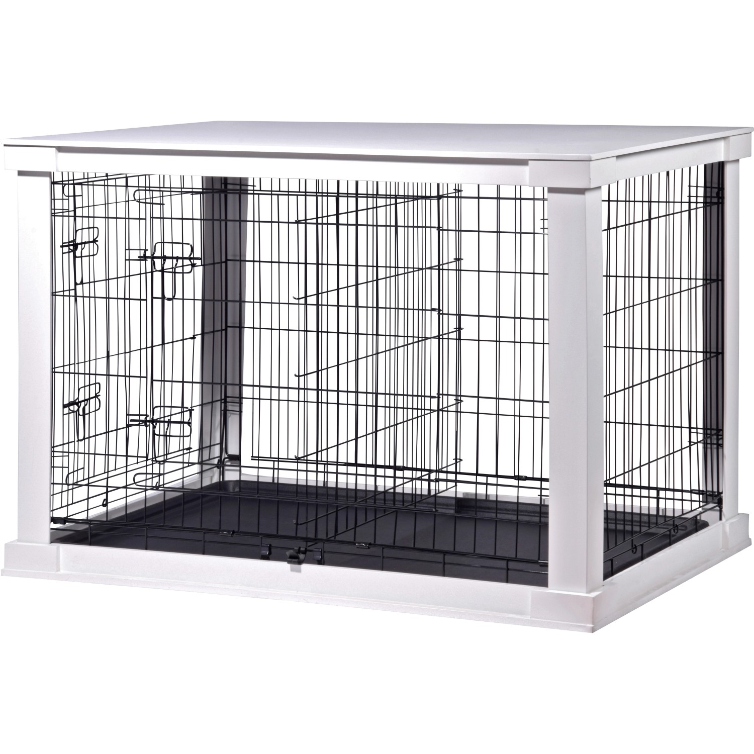 Hundebox Indoor mit Tischoberfläche Holz 110 x 72,6 x 76 cm Weiß