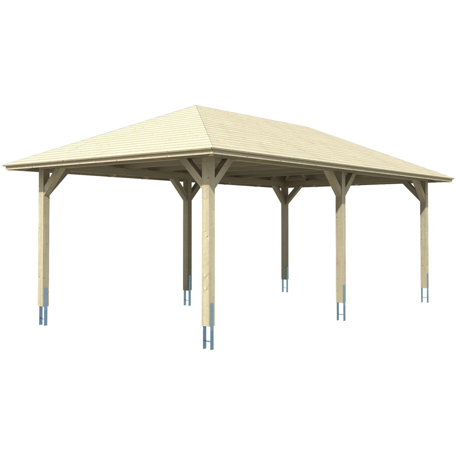 Skan Holz Carport Taunus 439 cm x 786 cm Nussbaum