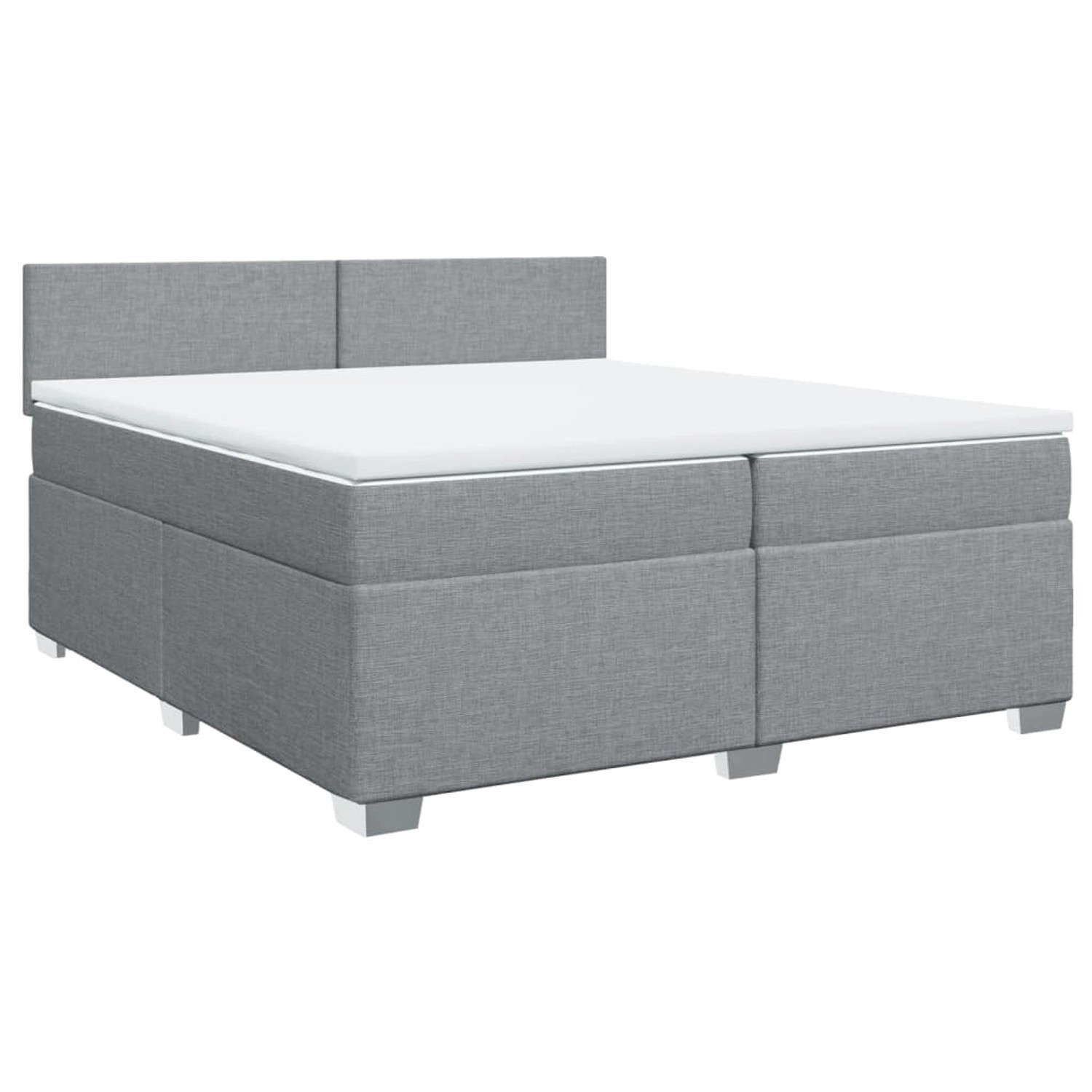 vidaXL Boxspringbett mit Matratze Hellgrau 200x200 cm Stoff2102024