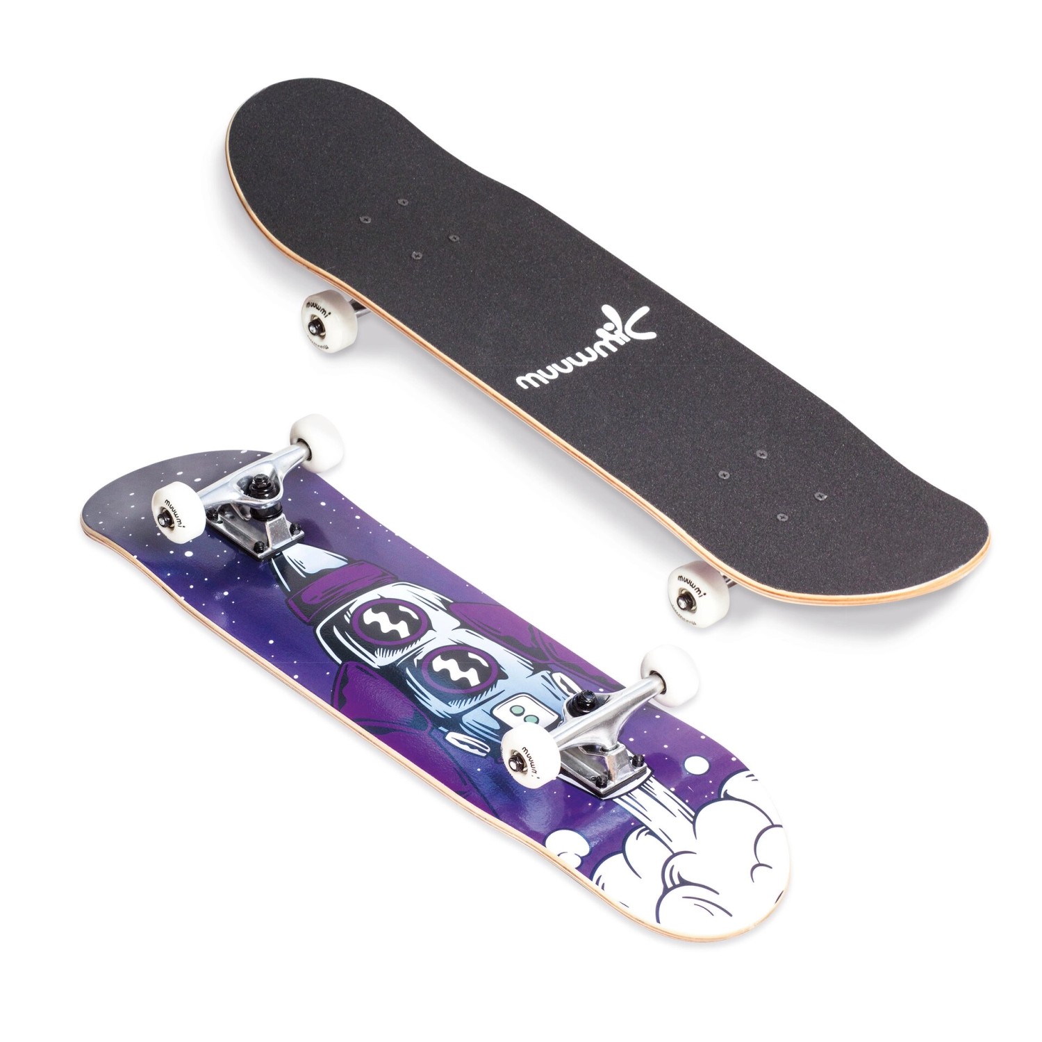 Muuwmi Skateboard Rocket ABEC 5 Ahornholz 9-lagig Rutschfest Deck 79x20 cm PU-Rollen 50x30 mm Double Kick