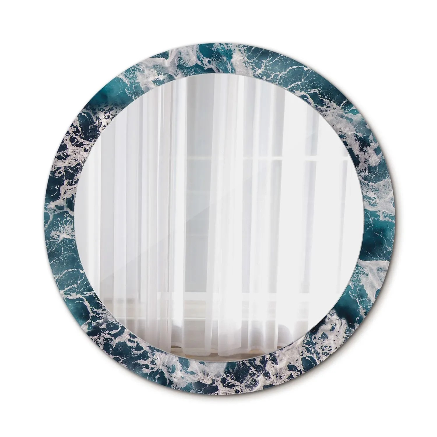 Tulup Spiegel mit Motivdruck Stürmische See 80x80 cm Runder Spiegel Aufdruck Spiegel Ornament Spiegel Ornamente