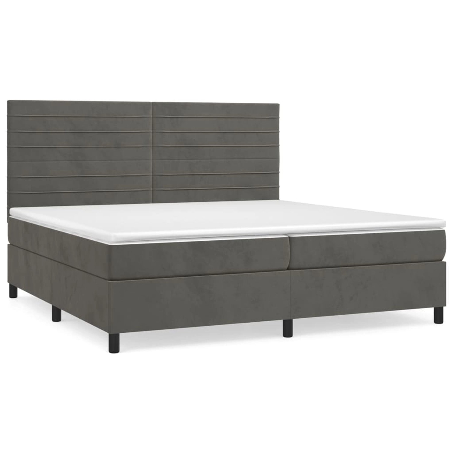 vidaXL Boxspringbett mit Matratze Dunkelgrau 200x200 cm Samt1357641