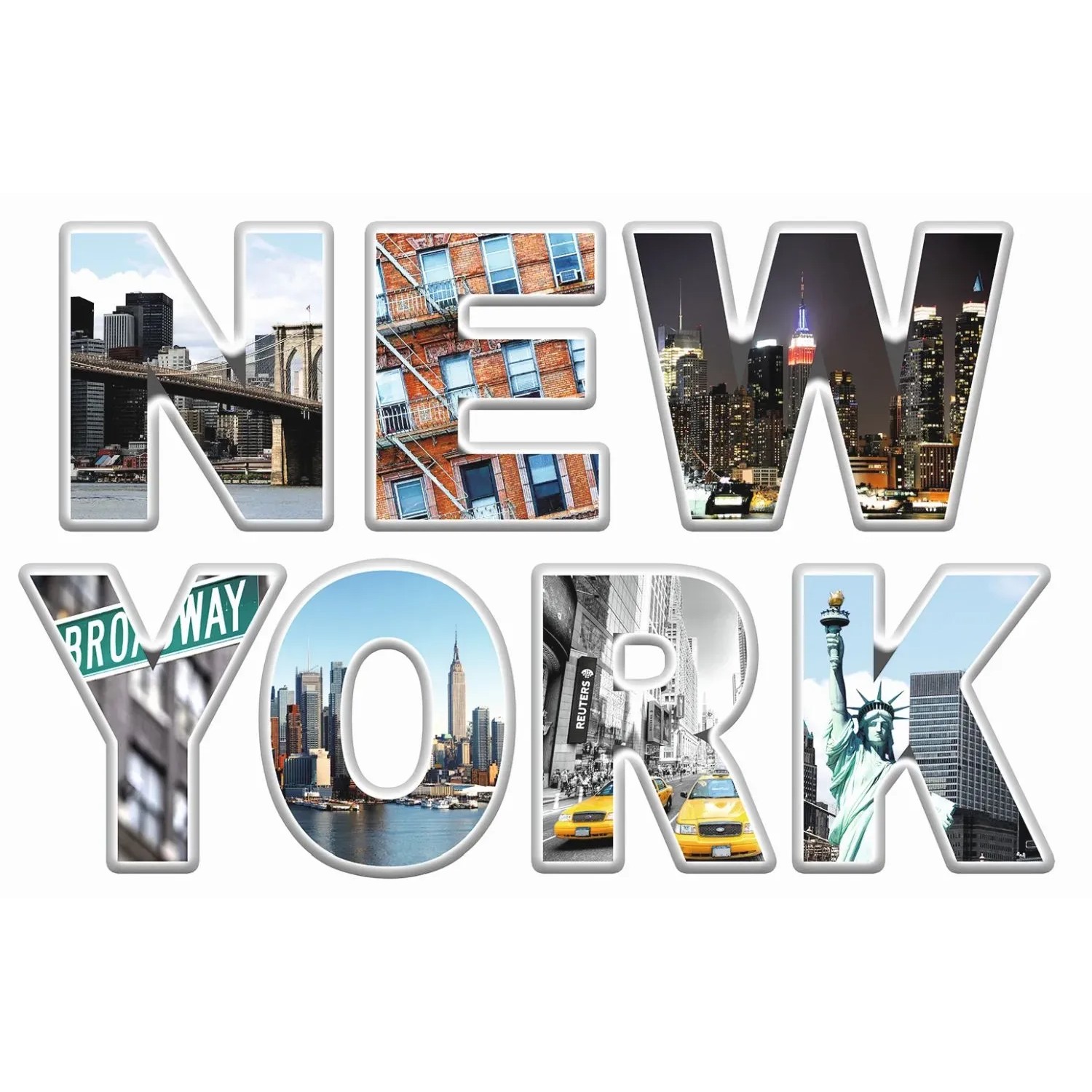 Sanders & Sanders Wandtattoo New York Blau Grau und Orange 42,5 x 65 cm 600313