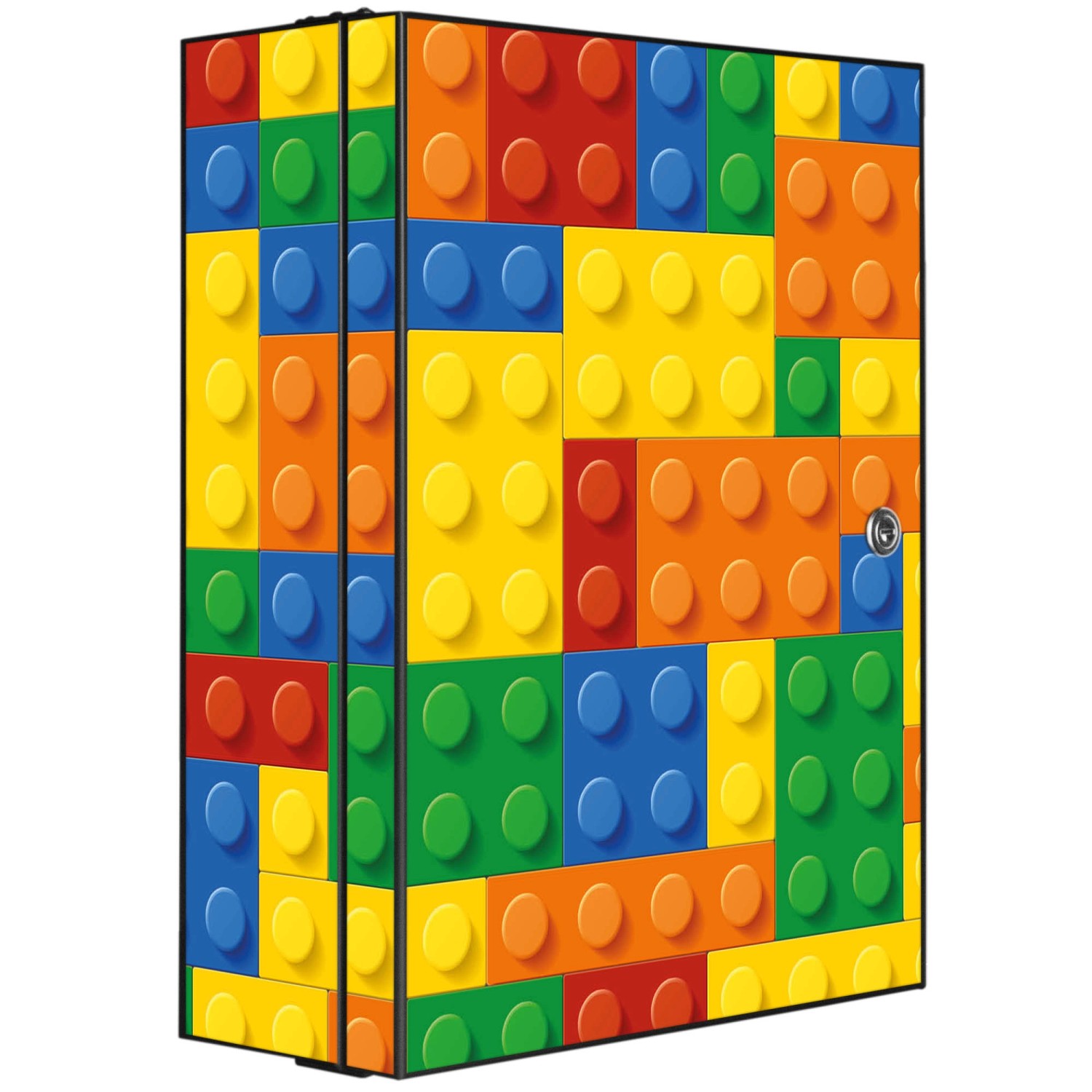 Banjado XXL Medizinschrank Abschliessbar 35x46x15cm Arzneischrank Anthrazit Aus Metall Mit Motiv Bausteine