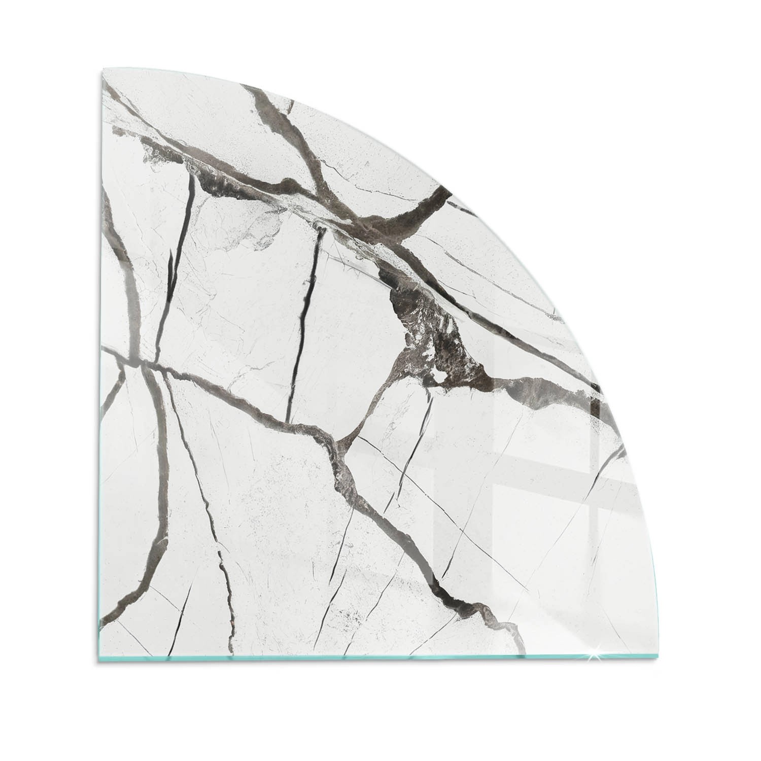 Tulup Glasplatte für Kamin Marmor-Adermuster Glas unter Kamin Quartal 100x100 cm Weiß Glasplatte für Kamin Glasplatte unter Kamin