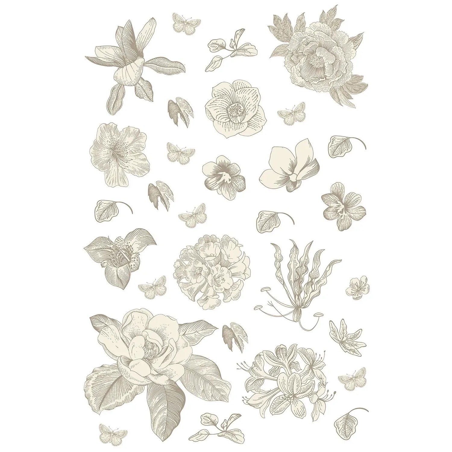 Sanders & Sanders Wandtattoo Blumen Grau 65 x 42.5 cm 601340